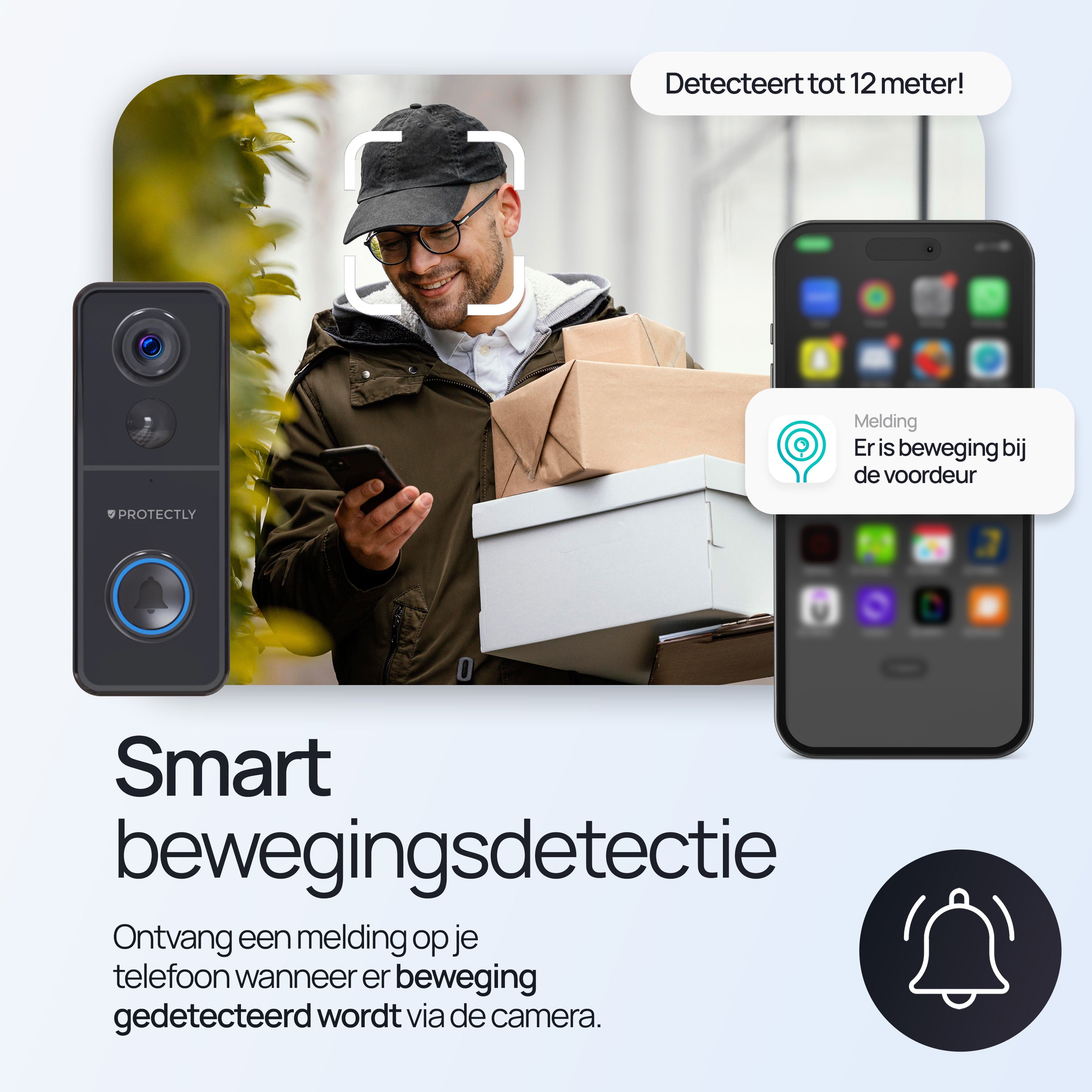 Protectly® Slimme Draadloze Video Deurbel 4K Beeldkwaliteit