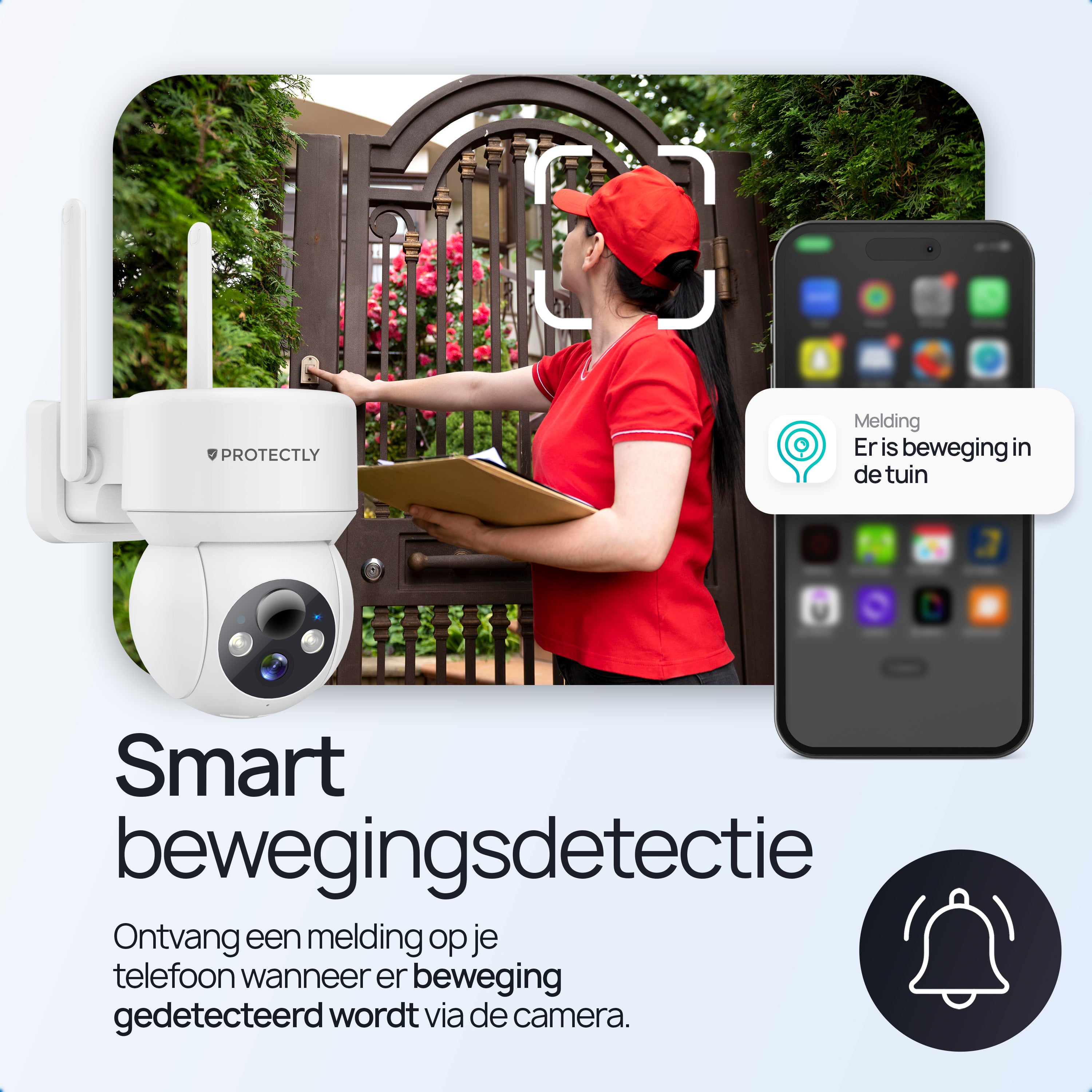Protectly Beveiligingscamera Buiten 2K 3MP Wit – Nachtzicht & Appbediening - Siltcon