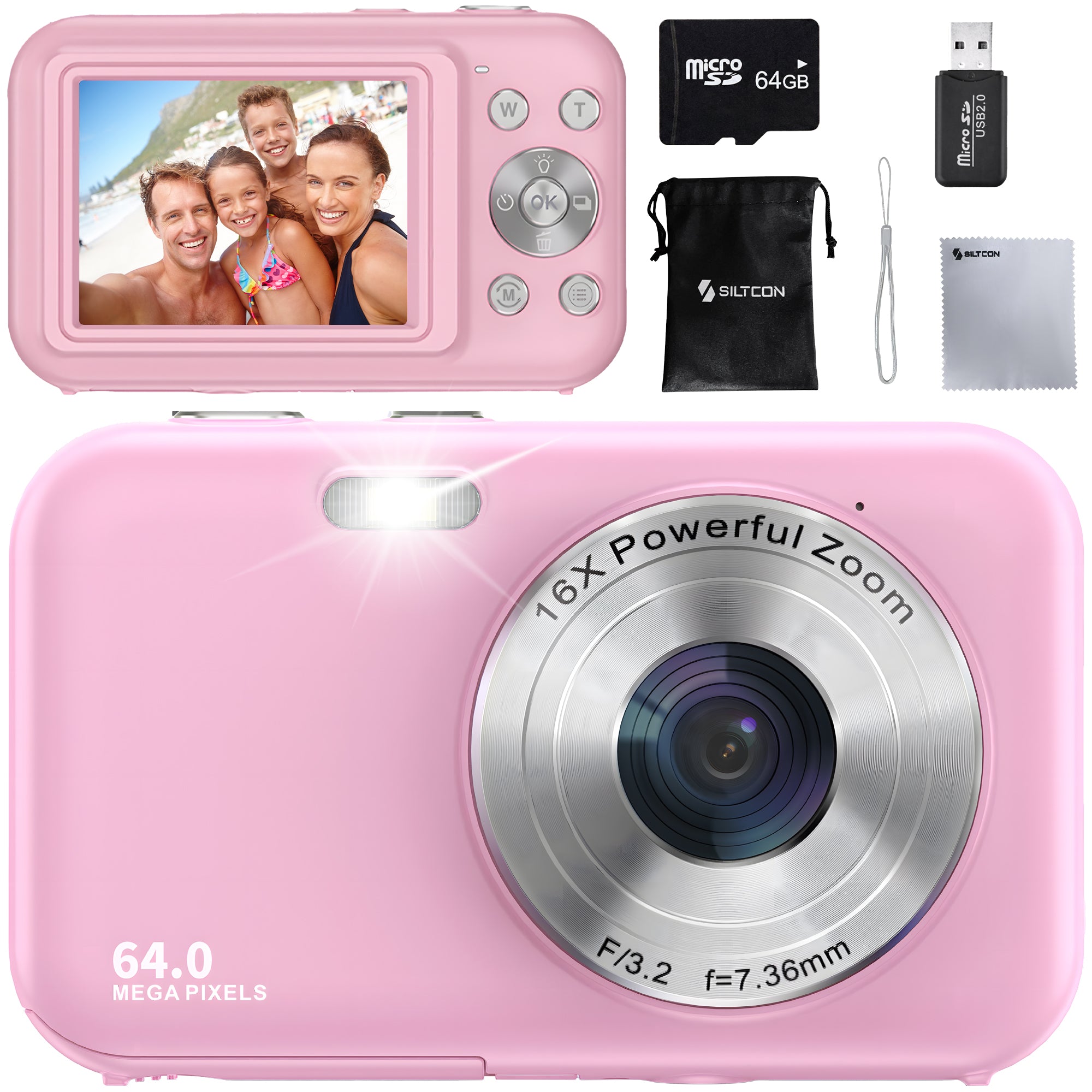 Siltcon® Digitale Camera - Full HD - 64 MP - Roze