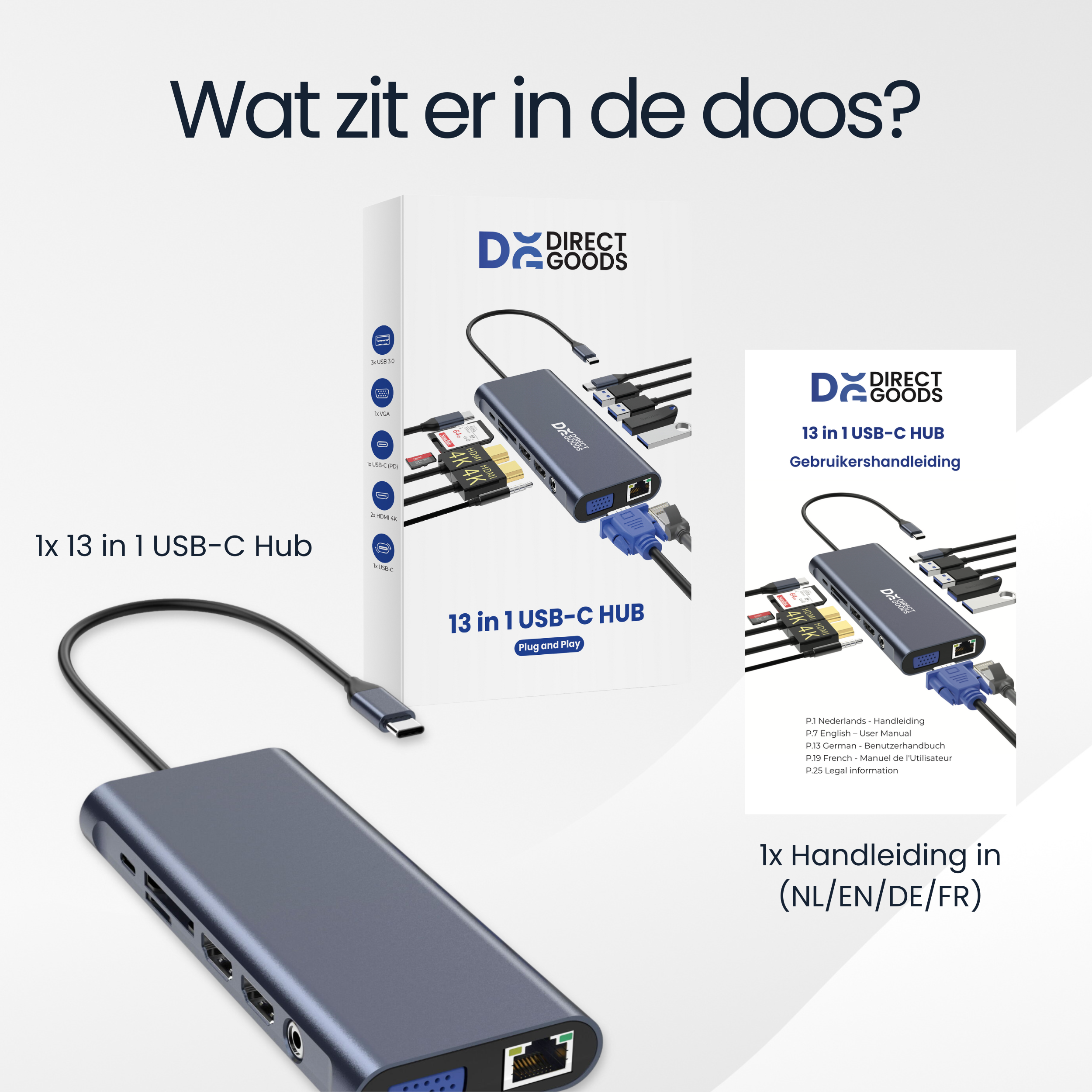 Hub USB C Siltcon® 13 en 1 - Station d'accueil pour ordinateur portable - 2x HDMI 4K - VGA - RJ45