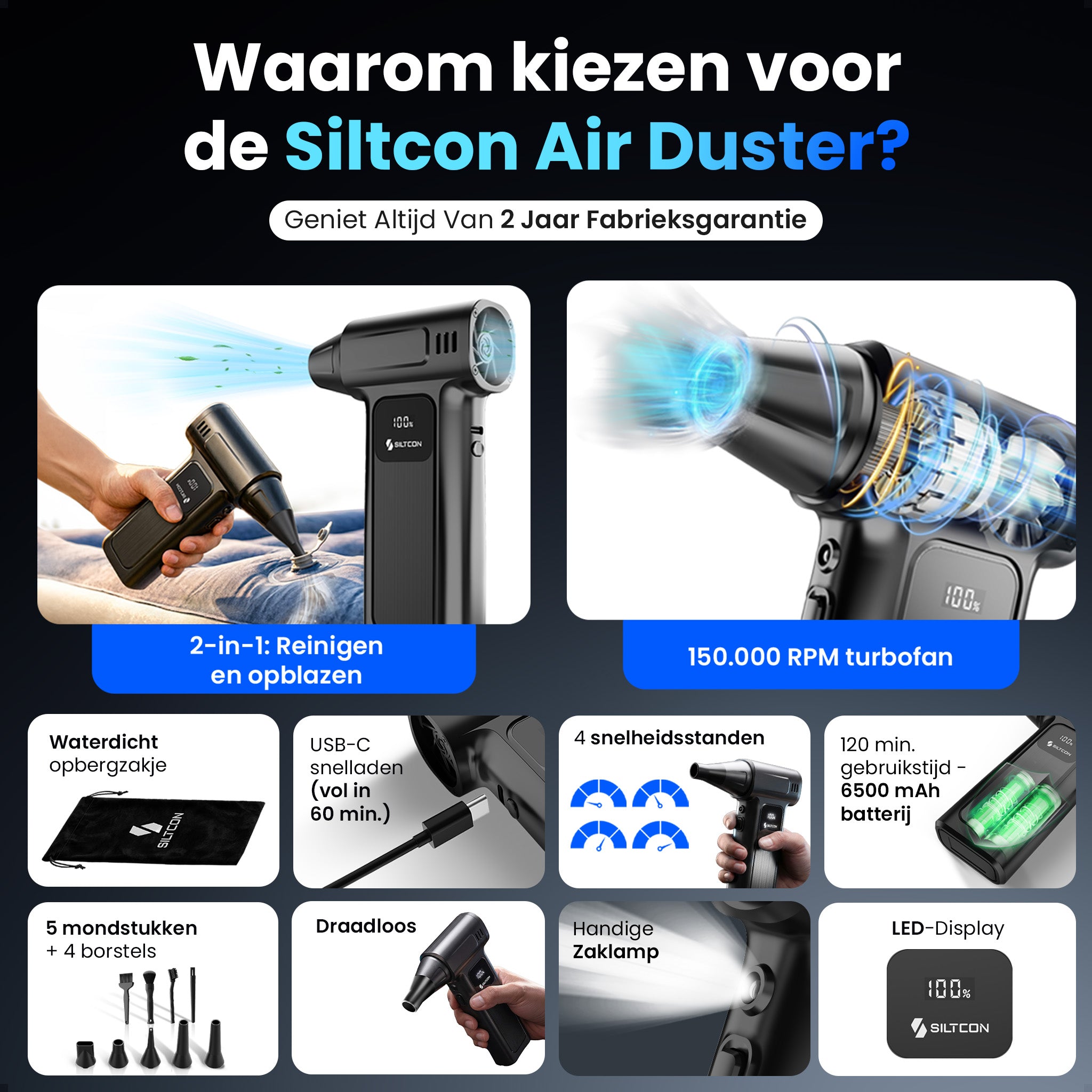 Siltcon® Air Duster Draadloos