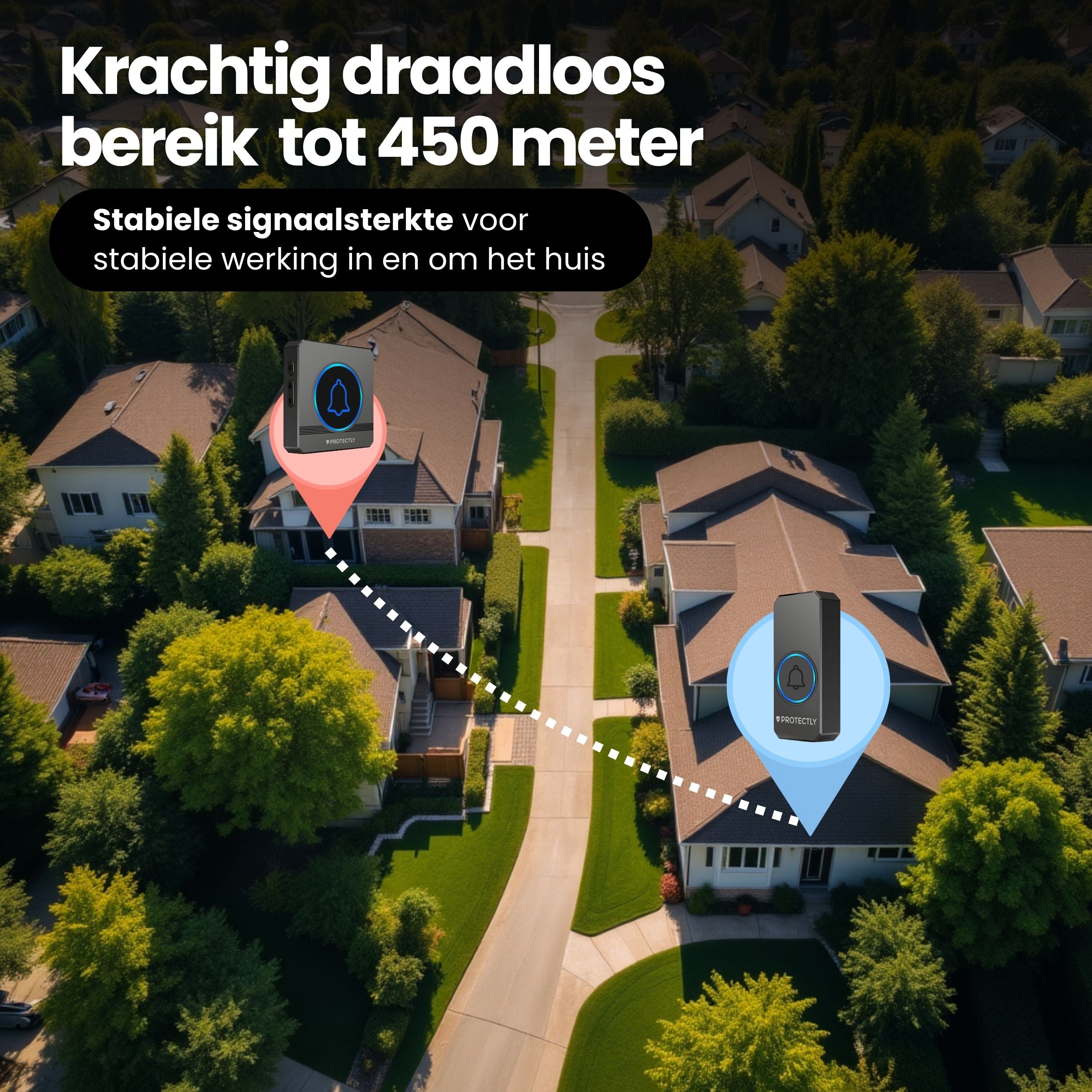 Protectly Draadloze Deurbel met 2 Ontvangers & LED-indicatie