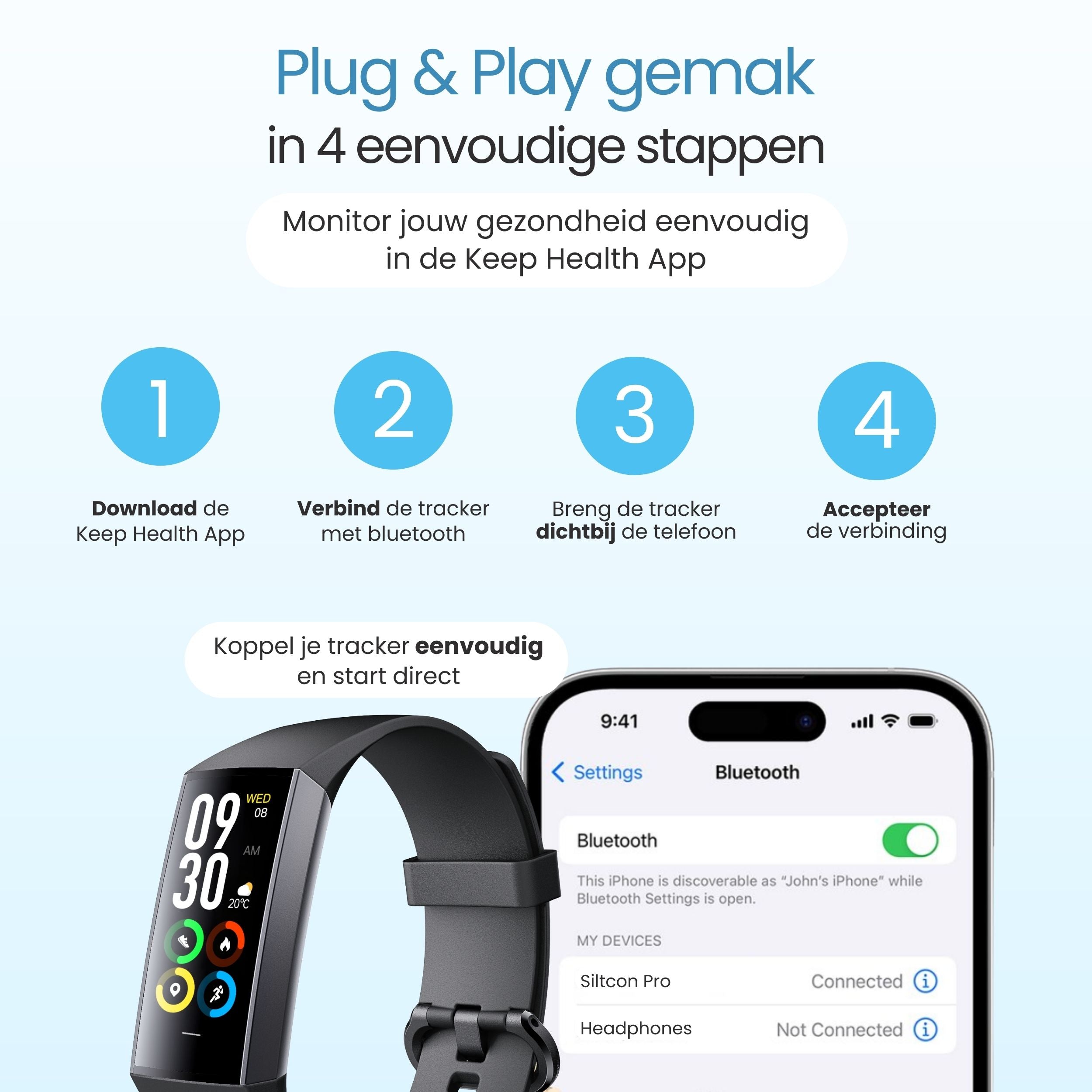 Siltcon® Activity Tracker Pro – Stappenteller Horloge