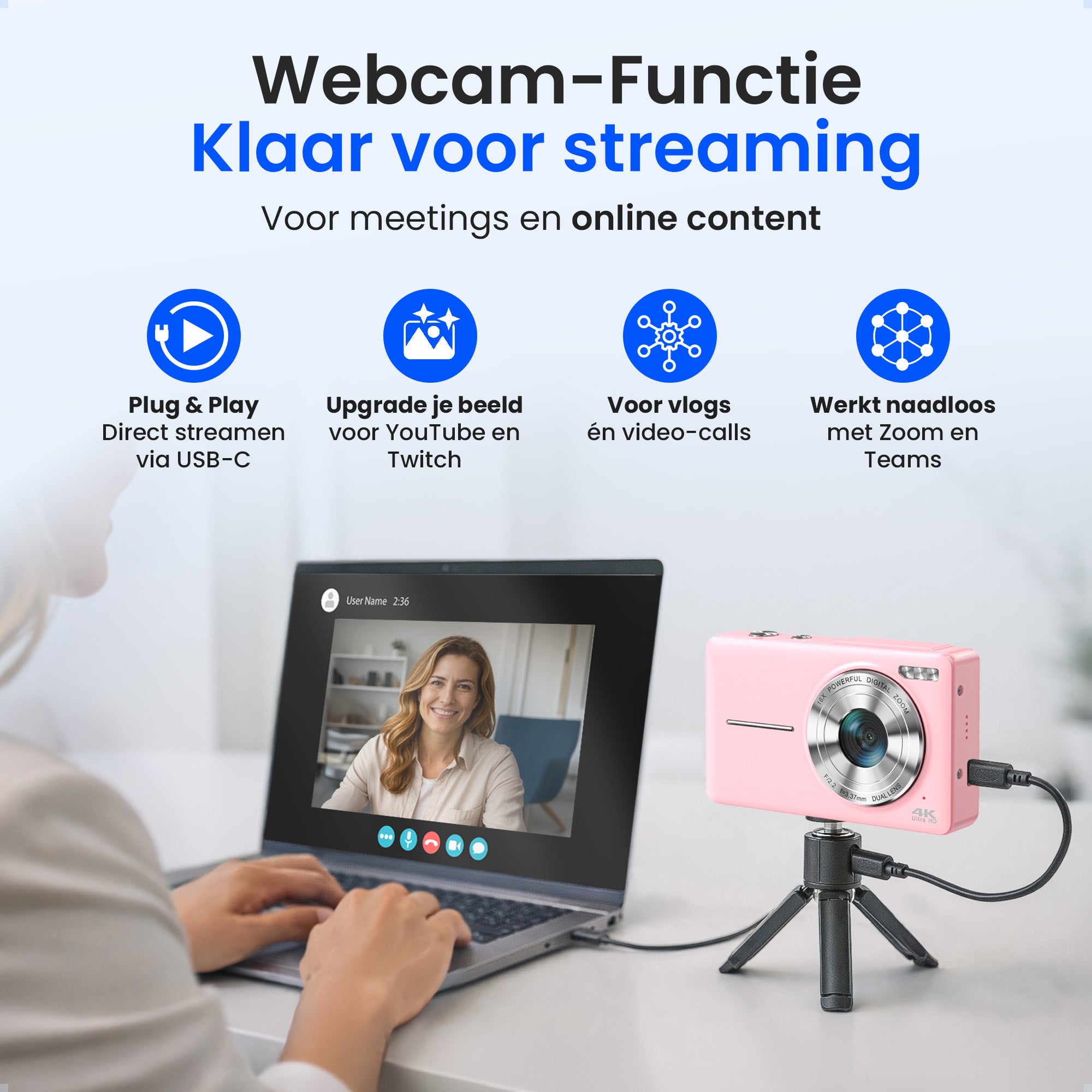 Siltcon Digitale Camera - 4K Roze