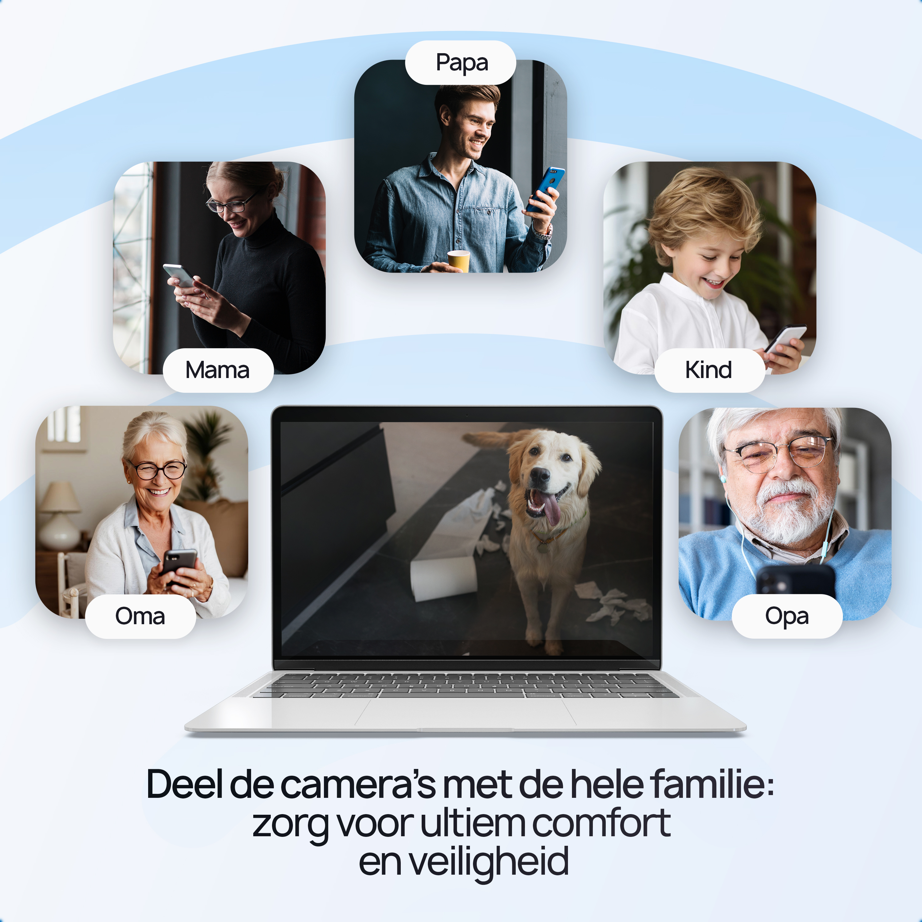 Caméra de sécurité intérieure Protectly® 2K - Caméra pour animaux de compagnie - Avec application WiFi - 2K 3MP Ultra HD - Blanc