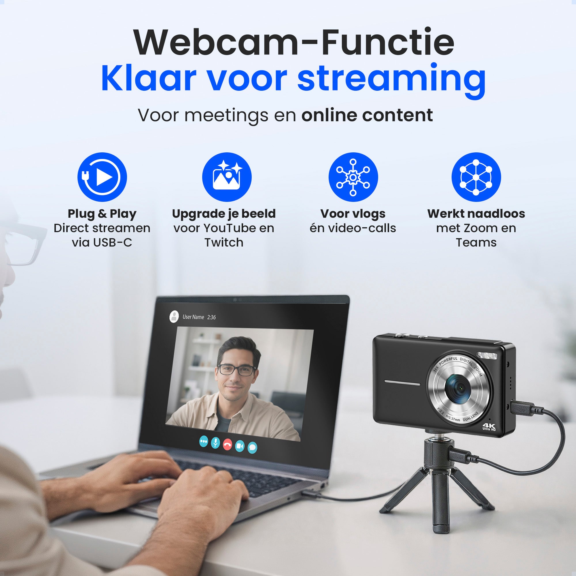Siltcon Digitale Camera - 4K Zwart