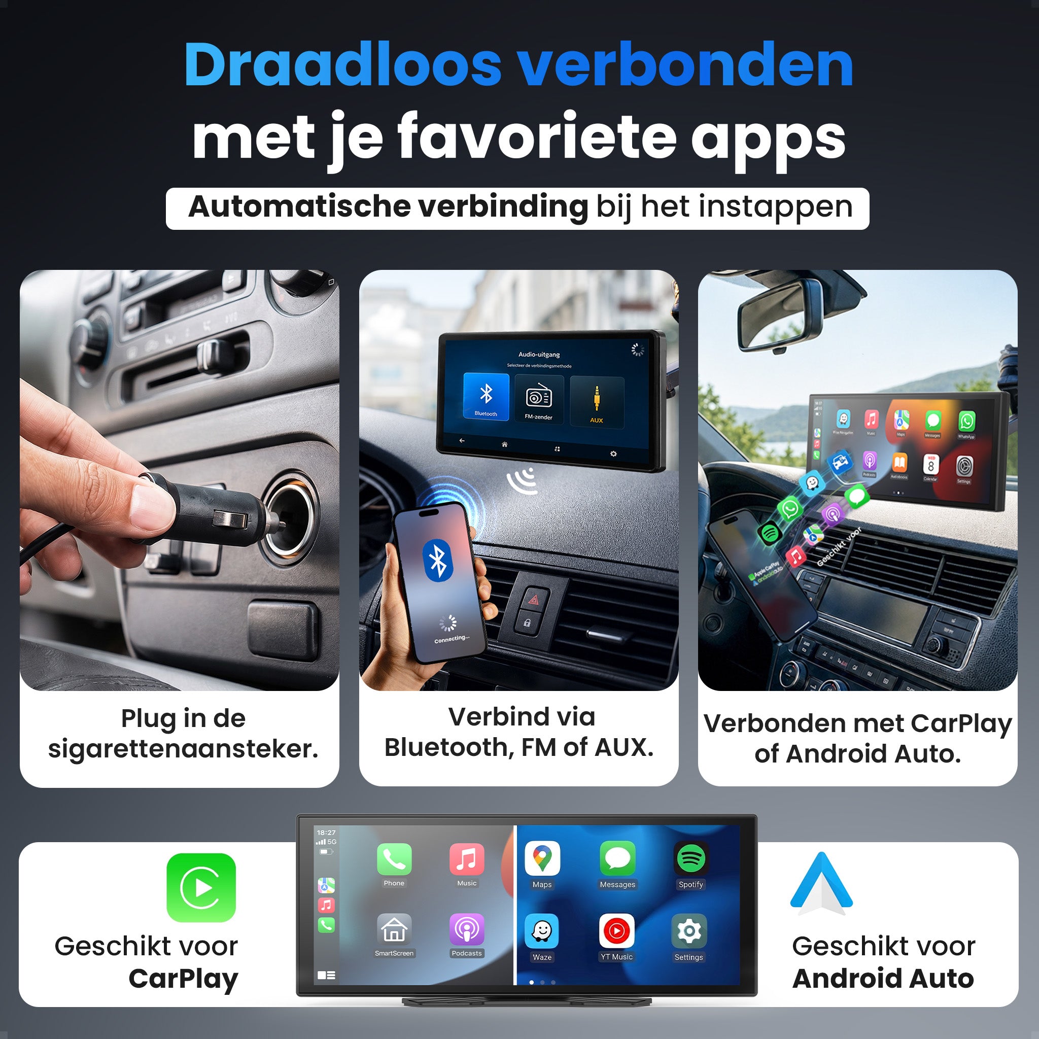 Siltcon® 11.26" Carplay / Android Auto Scherm & 4K Dashcam
