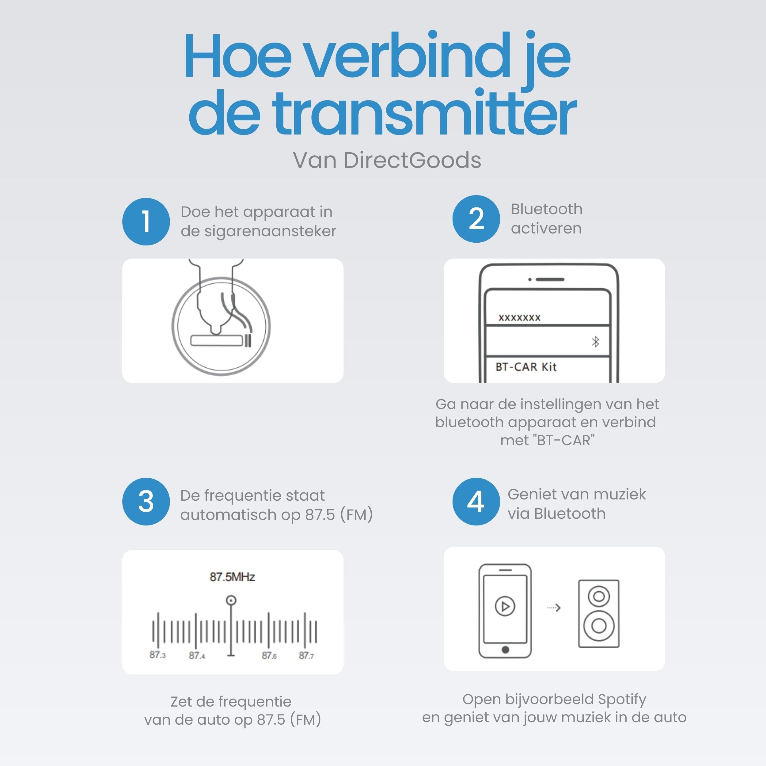 Siltcon® FM Transmitter - Bluetooth Transmitter - USB-C Snellader - Carkit