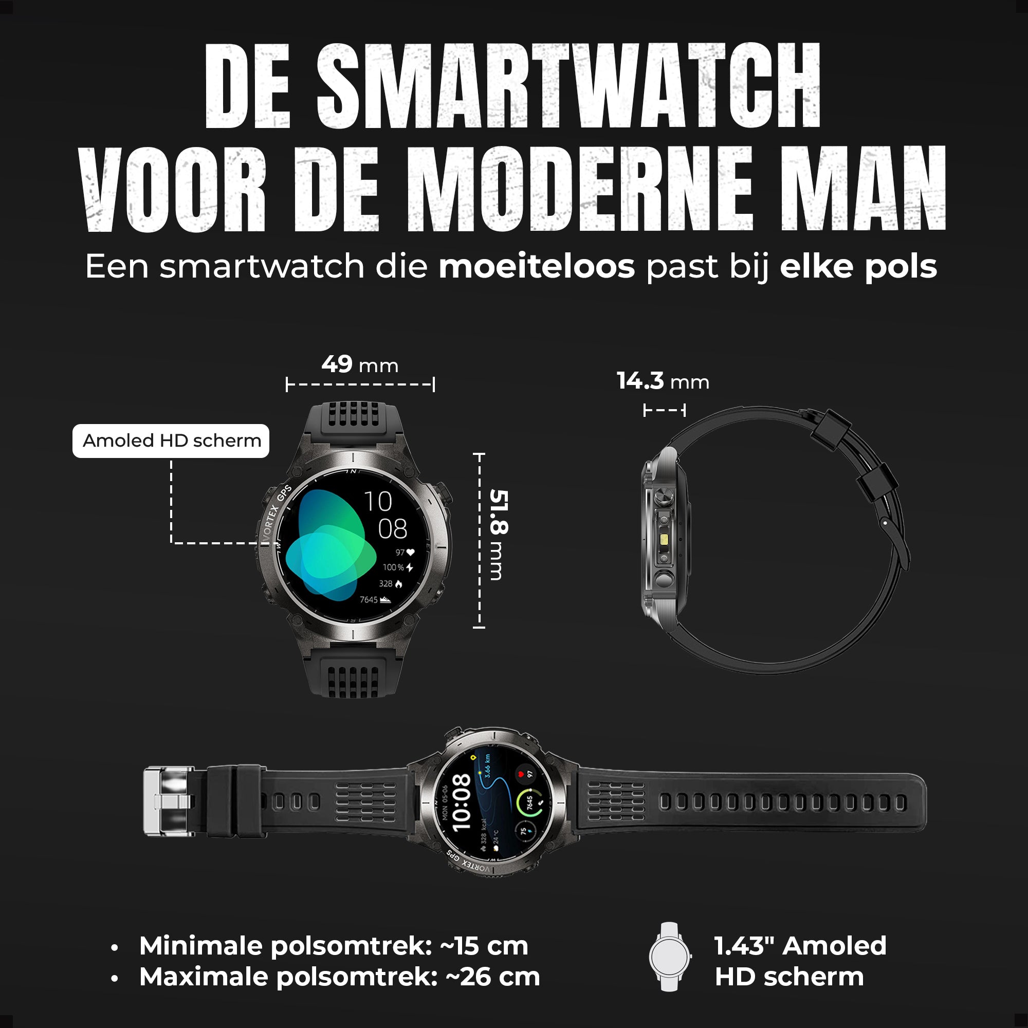 Siltcon® Vortex GPS Smartwatch Heren en Dames