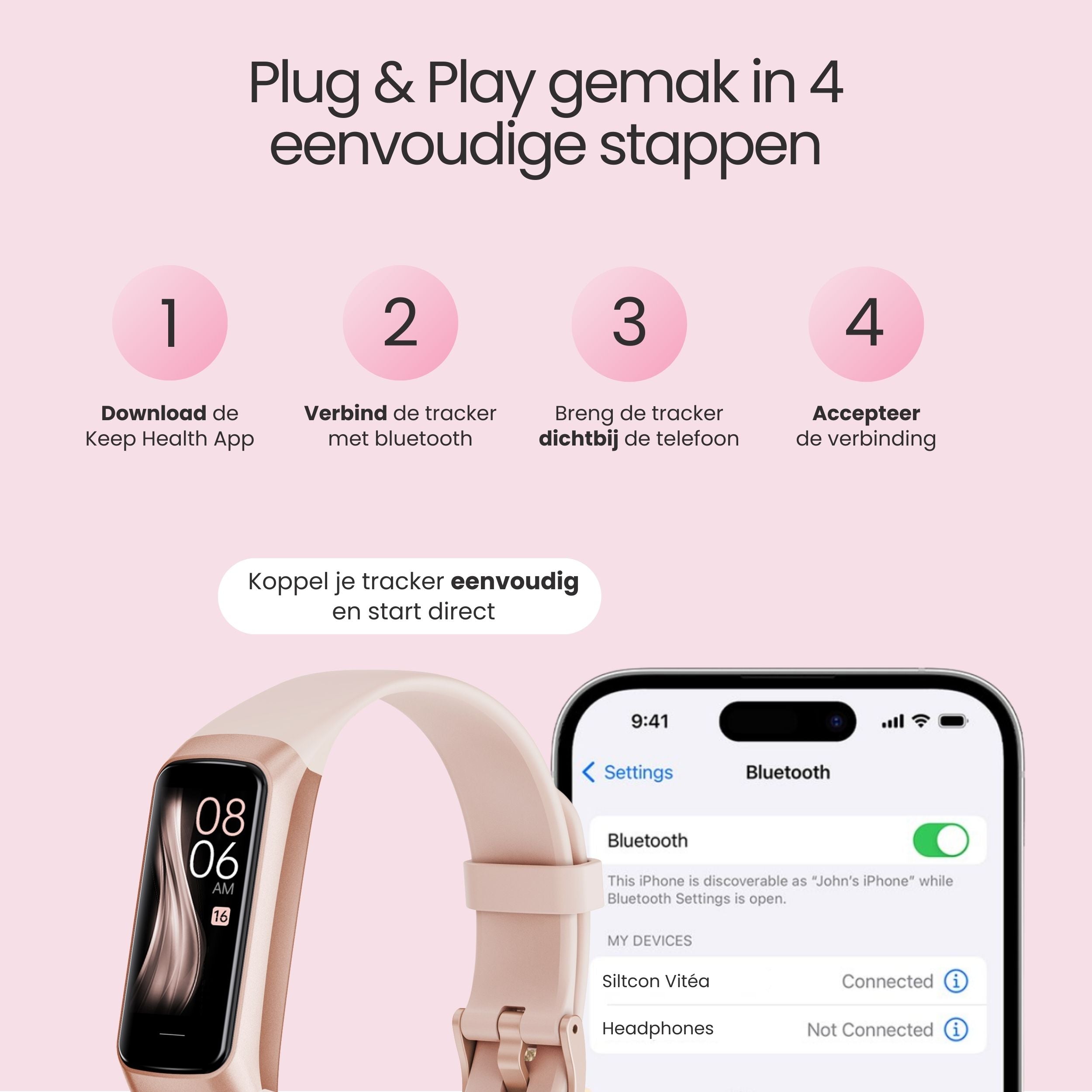 Siltcon® Vitéa Activity Tracker – Stappenteller Horloge