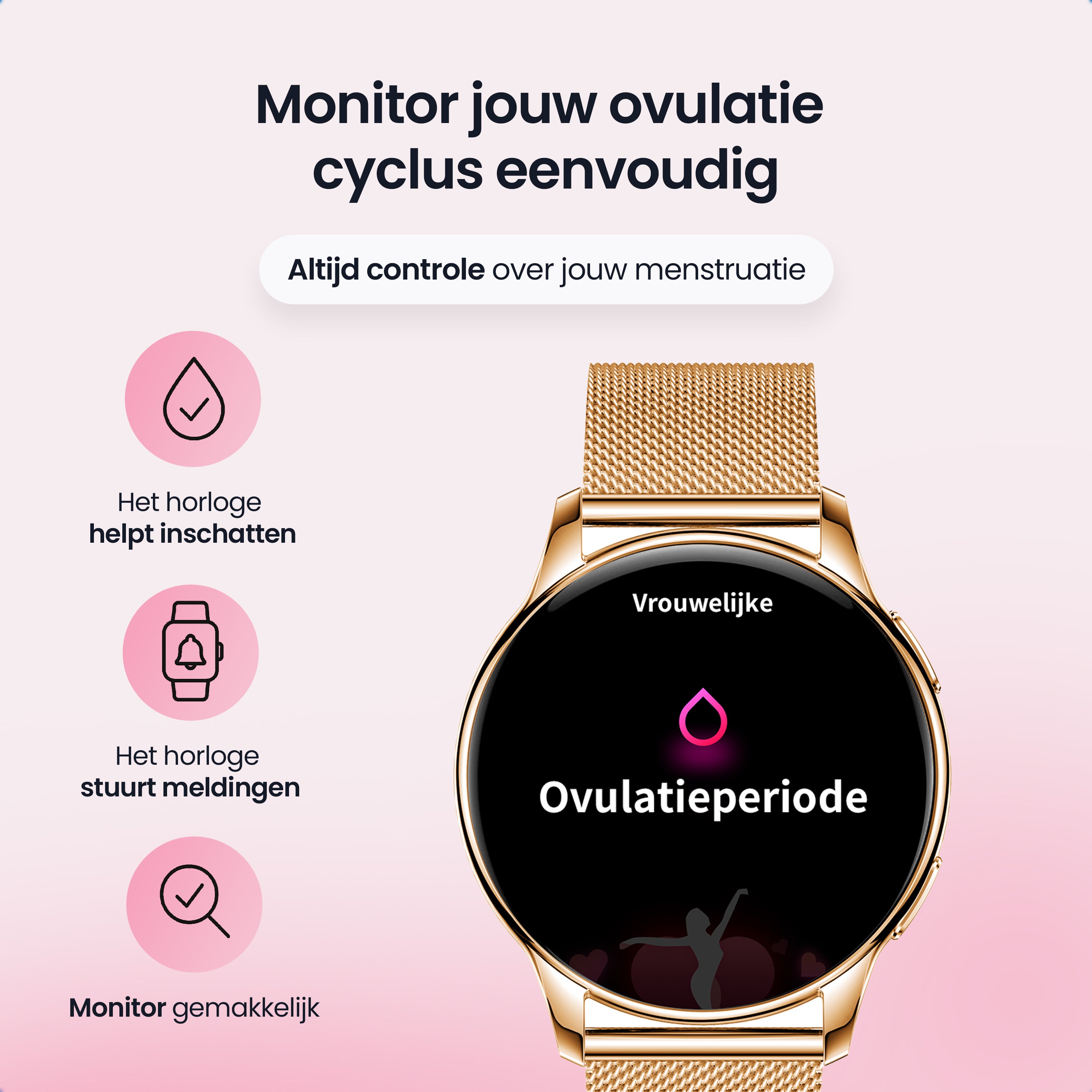 Siltcon Auréa Smartwatch Dames – Incl. 5 bandjes