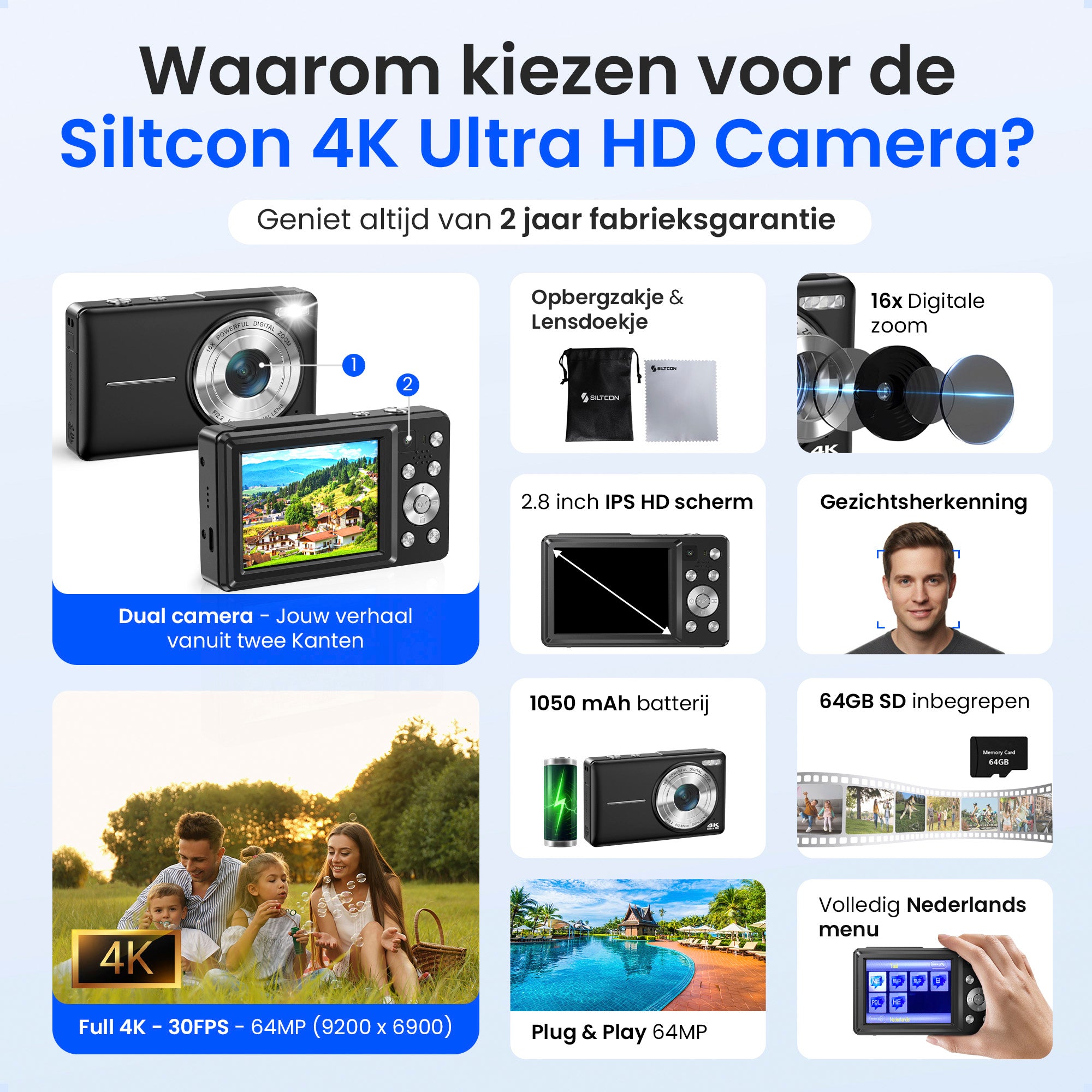 Siltcon Digitale Camera - 4K Zwart