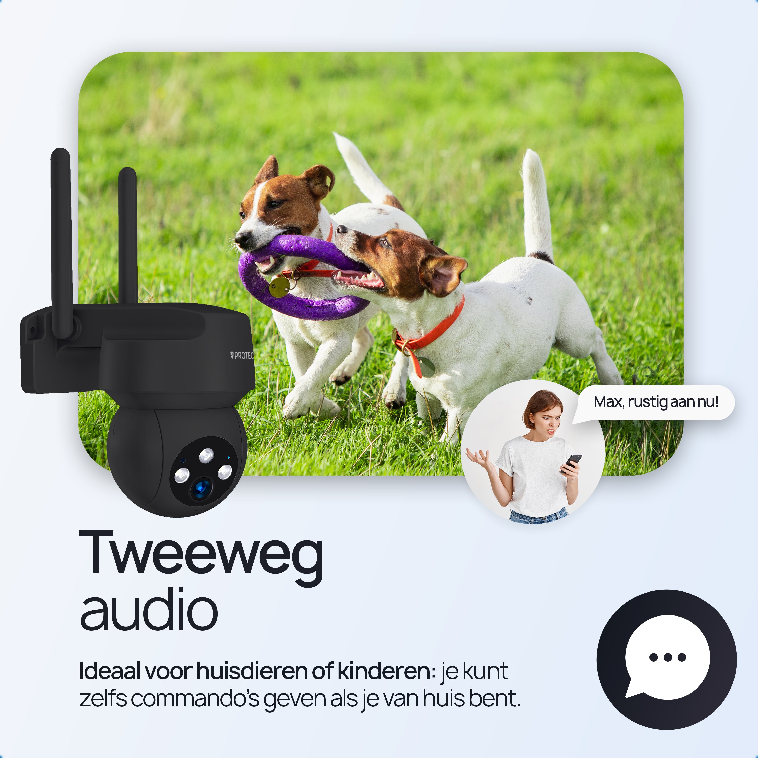 Protectly® Beveiligingscamera Buiten - 3K HD 5MP - Met WiFi en APP - Incl. 64GB SD - Zwart