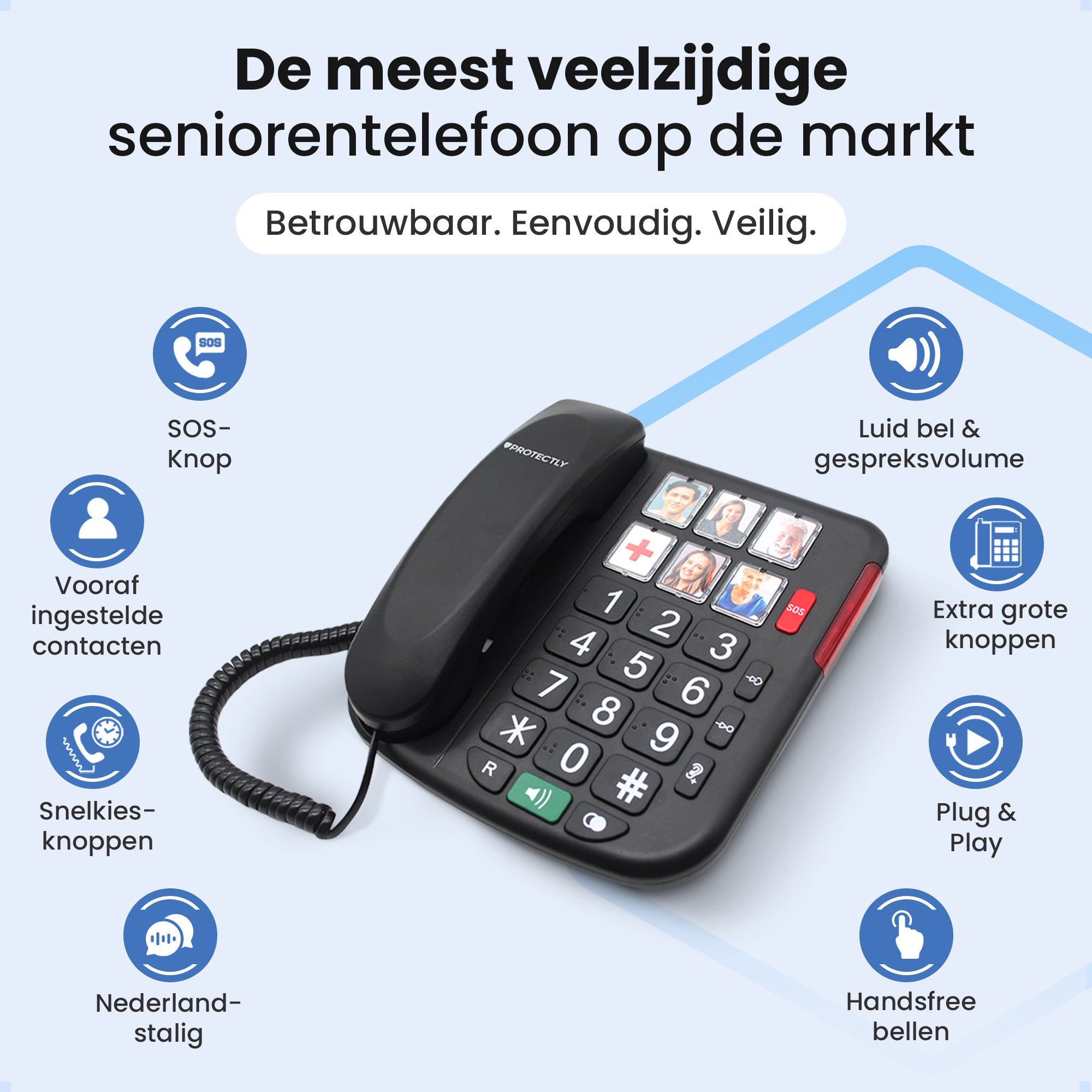 Protectly Senioren Telefoon - SOS-Noodknop en SOS-Hanger