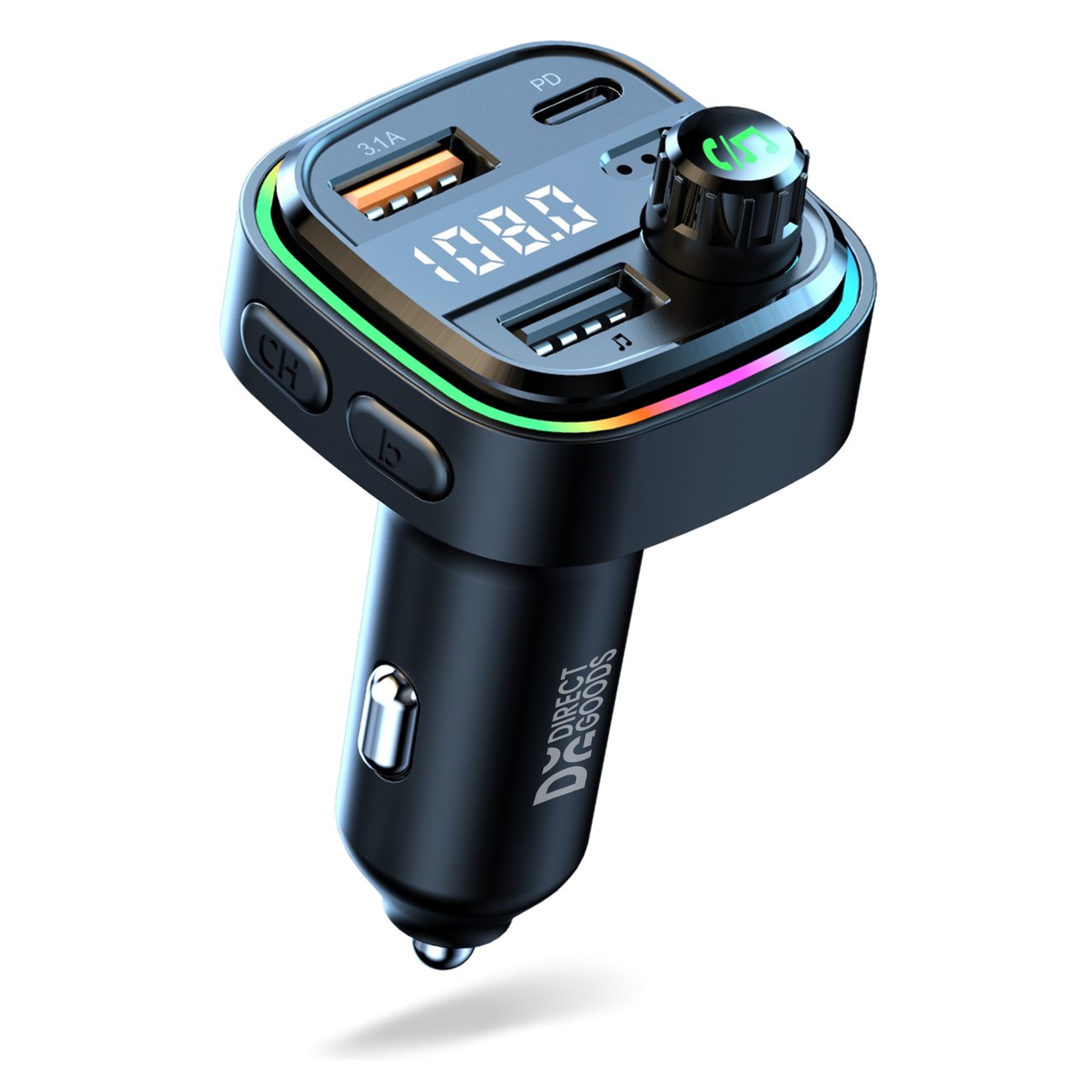 Transmetteur FM Siltcon® - Transmetteur Bluetooth - Chargeur rapide USB-C - Kit voiture