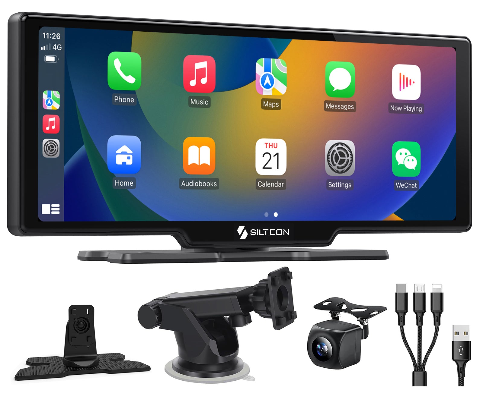 Siltcon 10.26” CarPlay Scherm – Draadloos voor iOS & Android