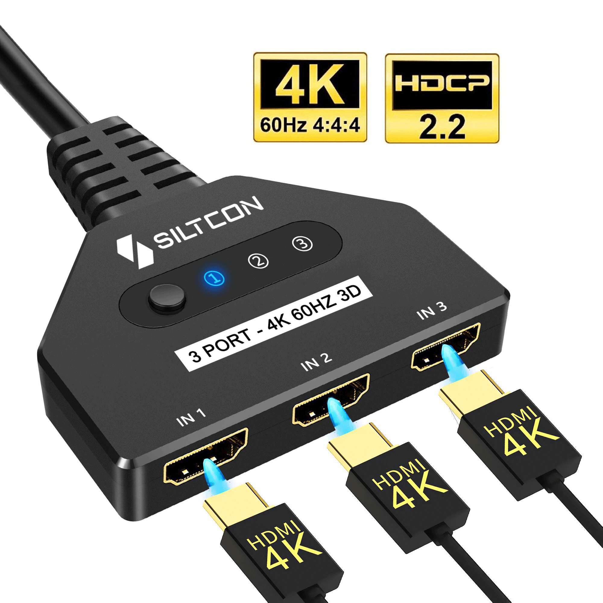 Siltcon® HDMI Switch - 4K 60Hz - 3 ingangen 1 uitgang