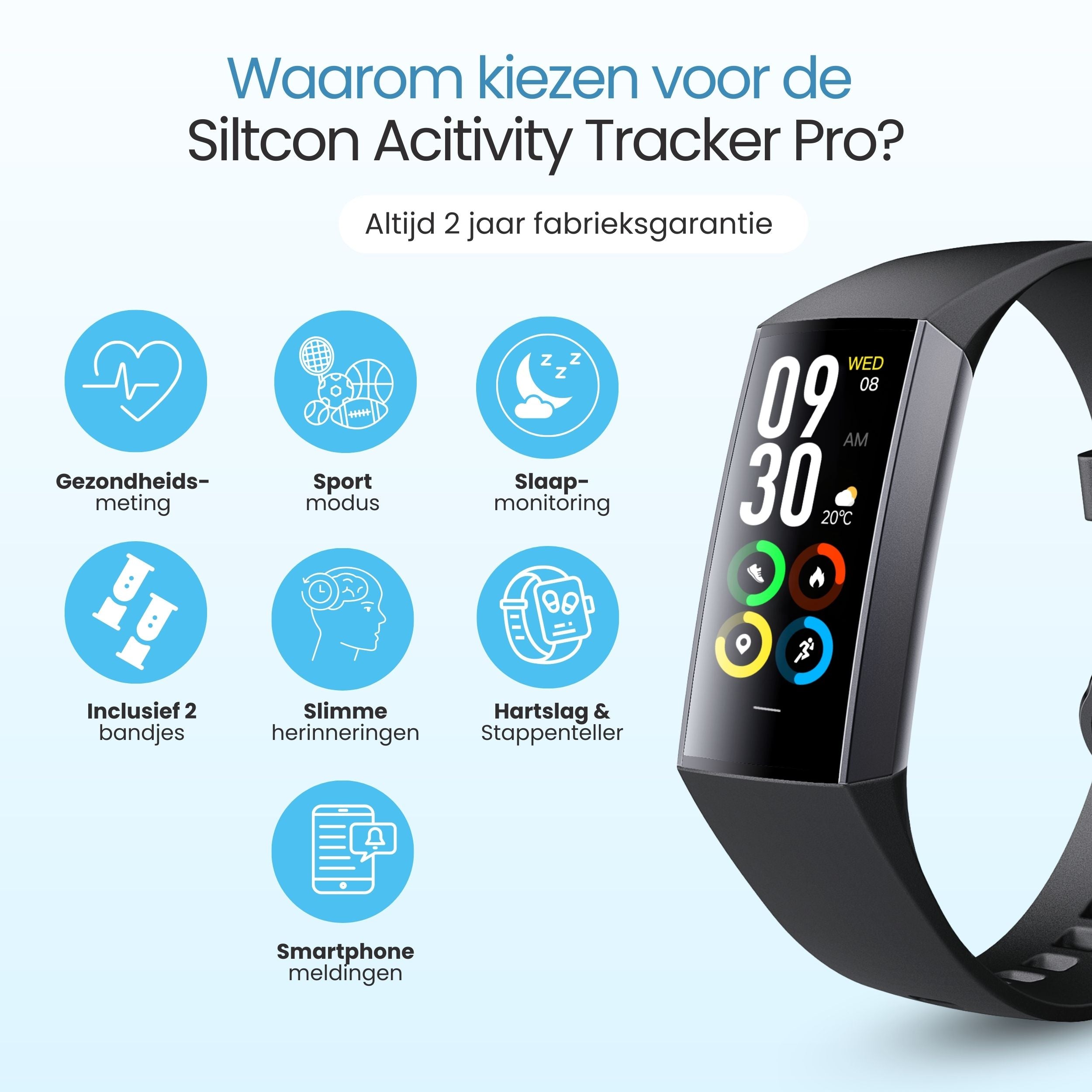 Siltcon® Activity Tracker Pro – Stappenteller Horloge