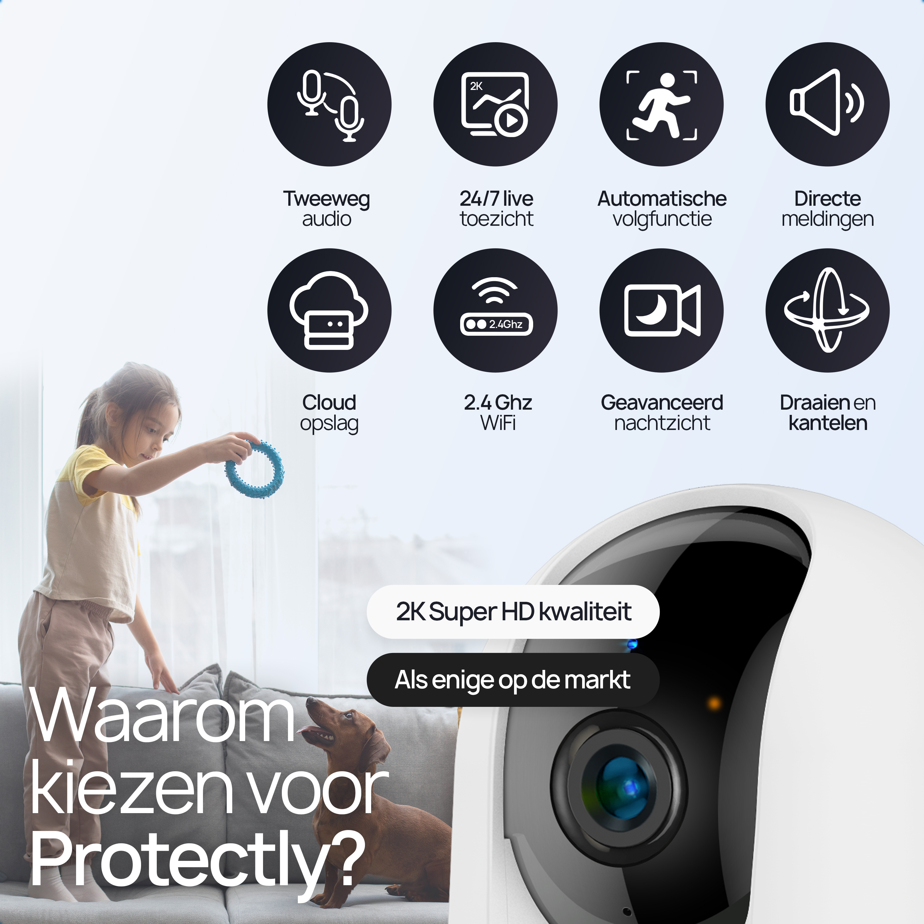 Protectly® Security camera indoor white