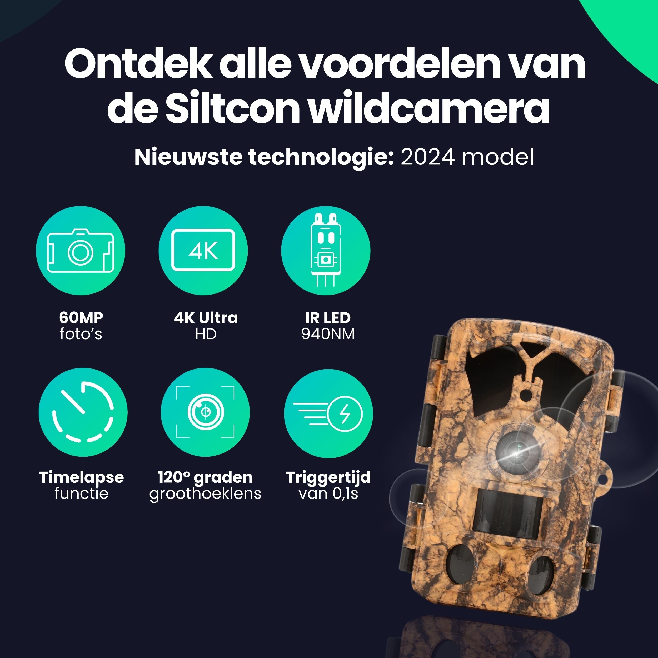 Siltcon® Professionele Wildcamera met Nachtzicht - 4K Ultra HD & 60MP