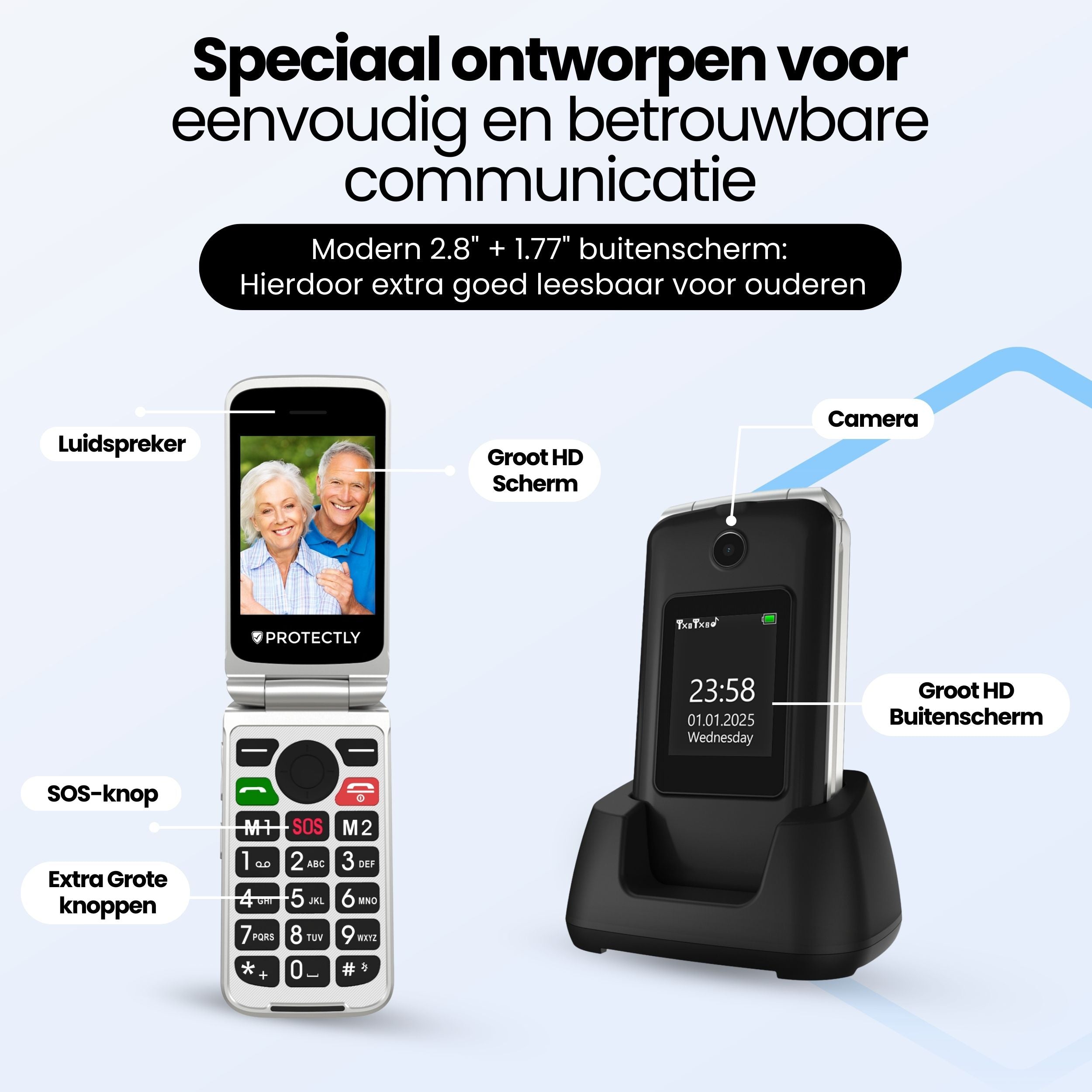 Siltcon Senioren Telefoon Klapbaar – Grote toetsen – SOS-noodknop & 4G
