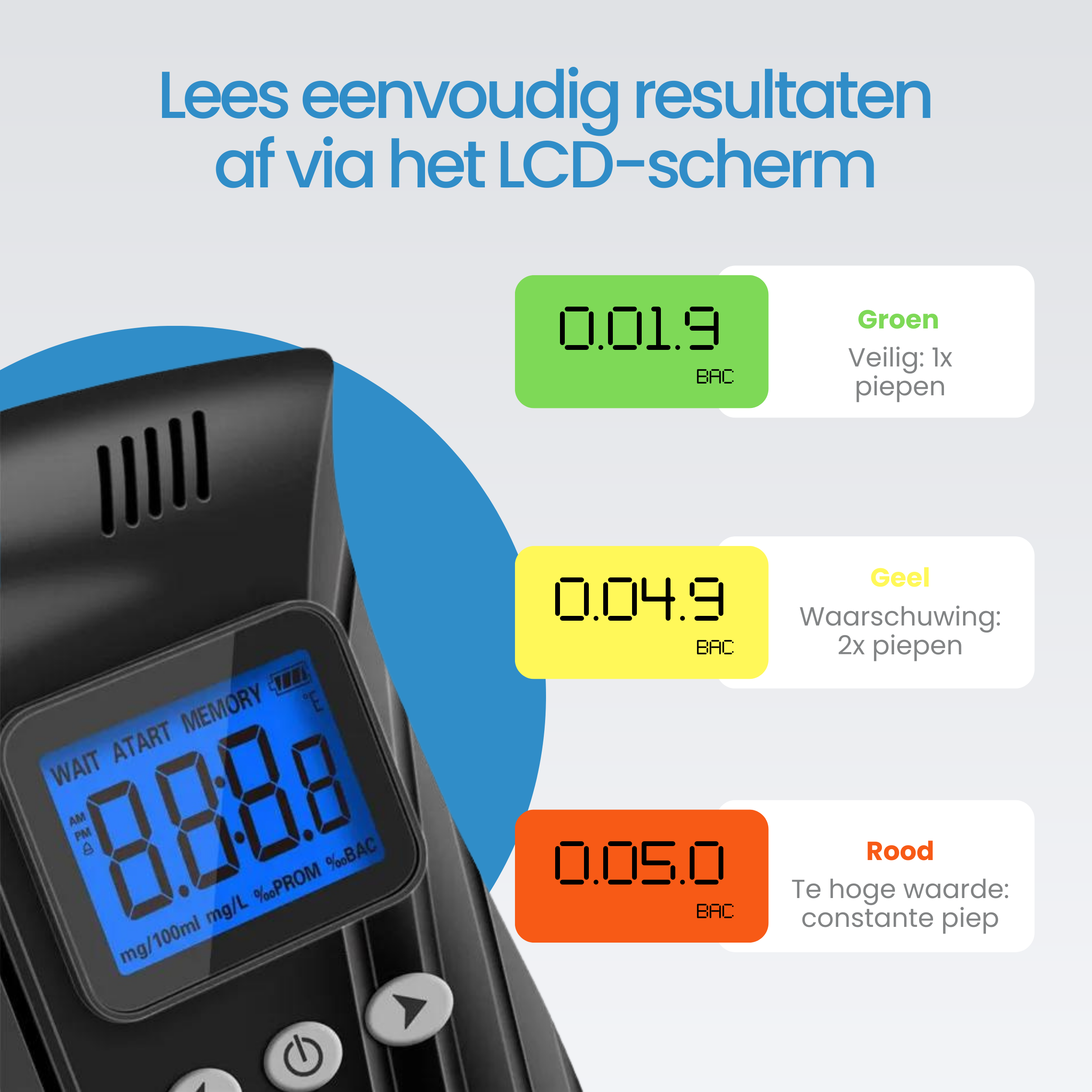 Alcoolomètre numérique Protectly® - 20 embouts supplémentaires - Housse pratique