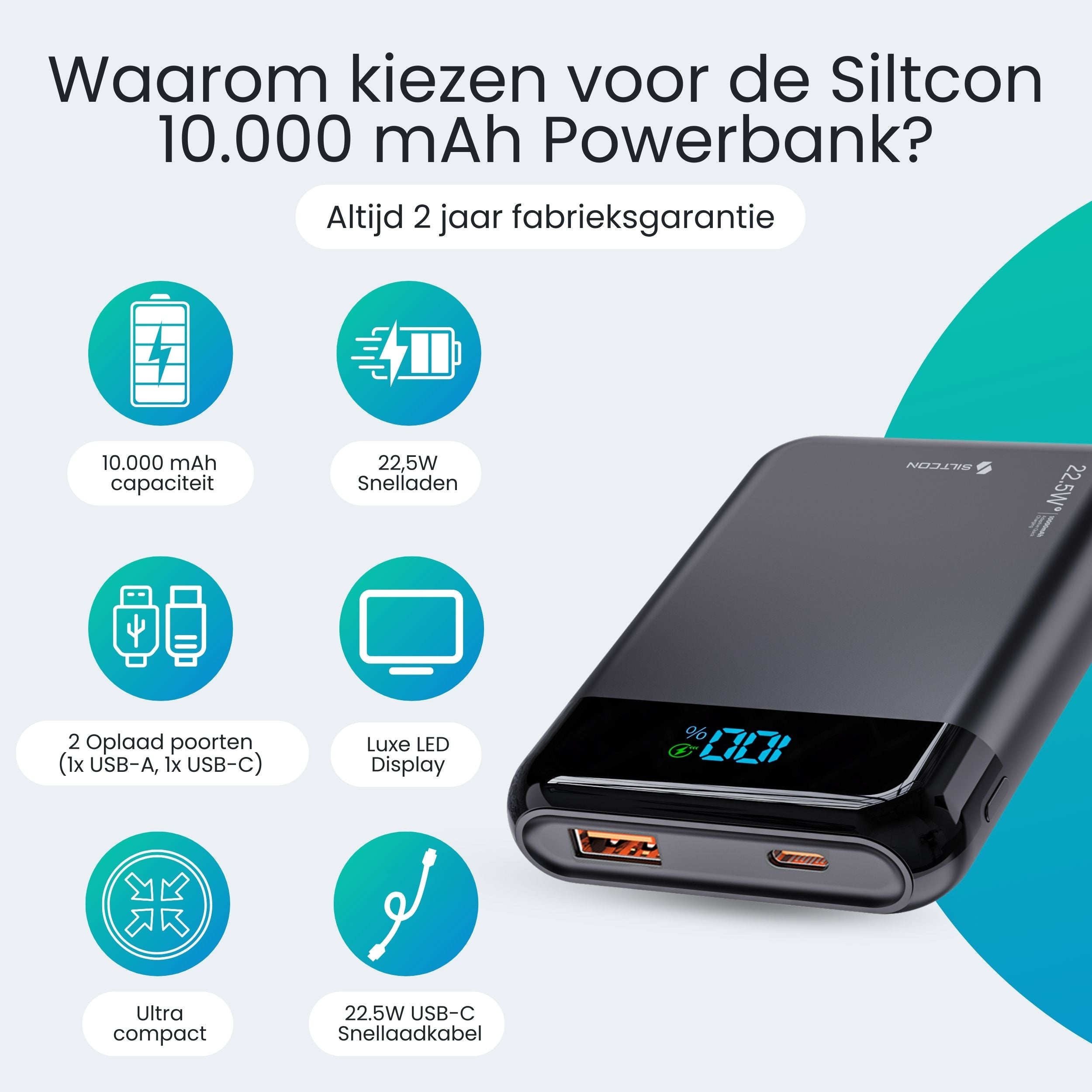 Siltcon® Ultra Compacte Powerbank 10000 mAh