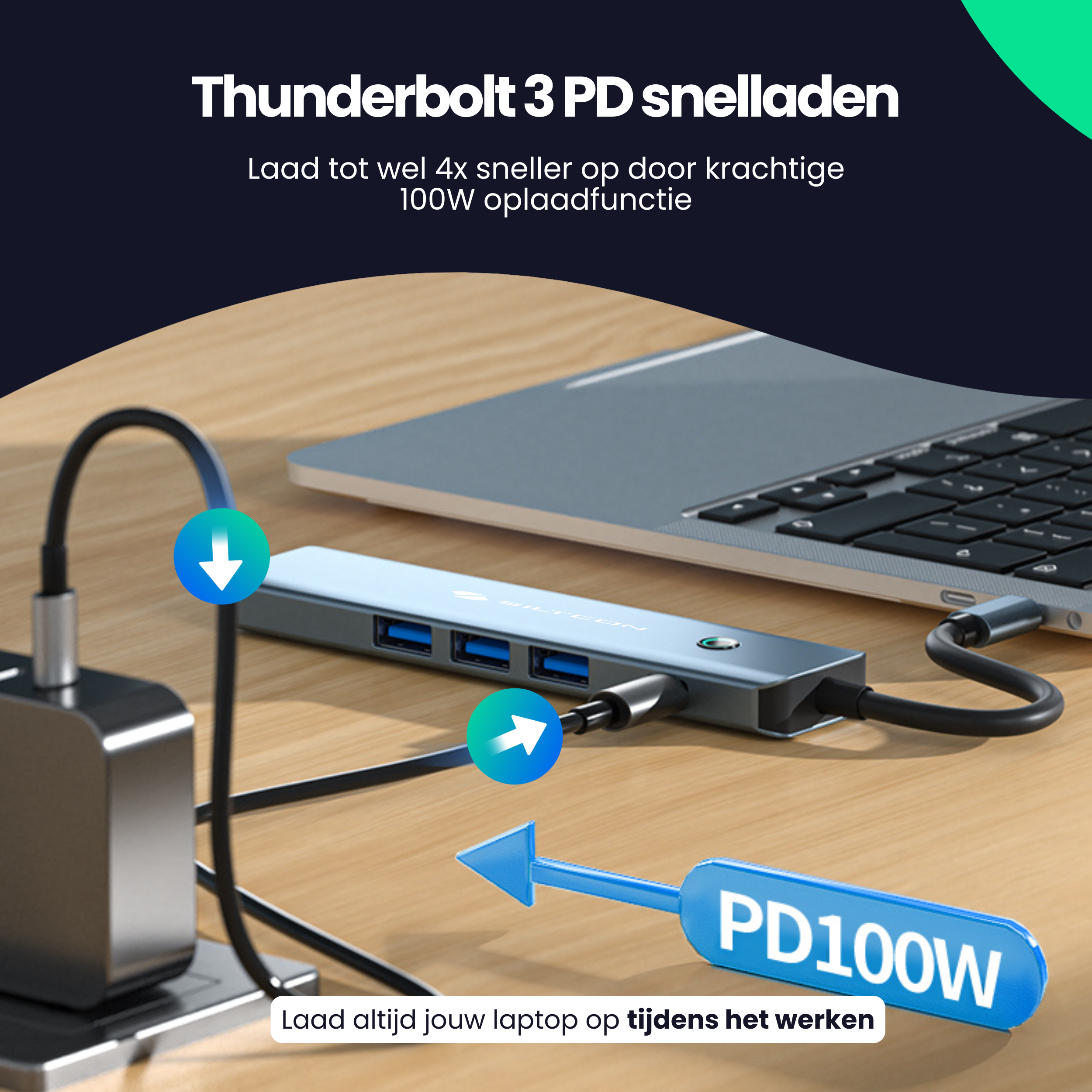 Siltcon® 6 in 1 USB C Hub -  Docking Station Laptop - HDMI 4K