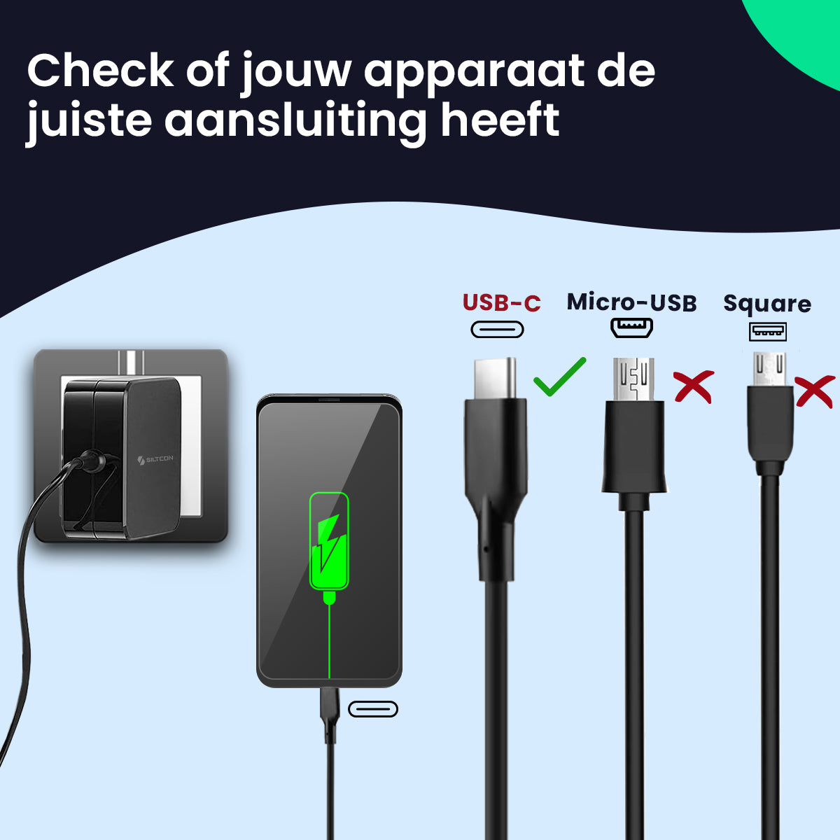 Chargeur USB-C Siltcon® 100W - Univers pour o.a. Concentrateurs USB-C