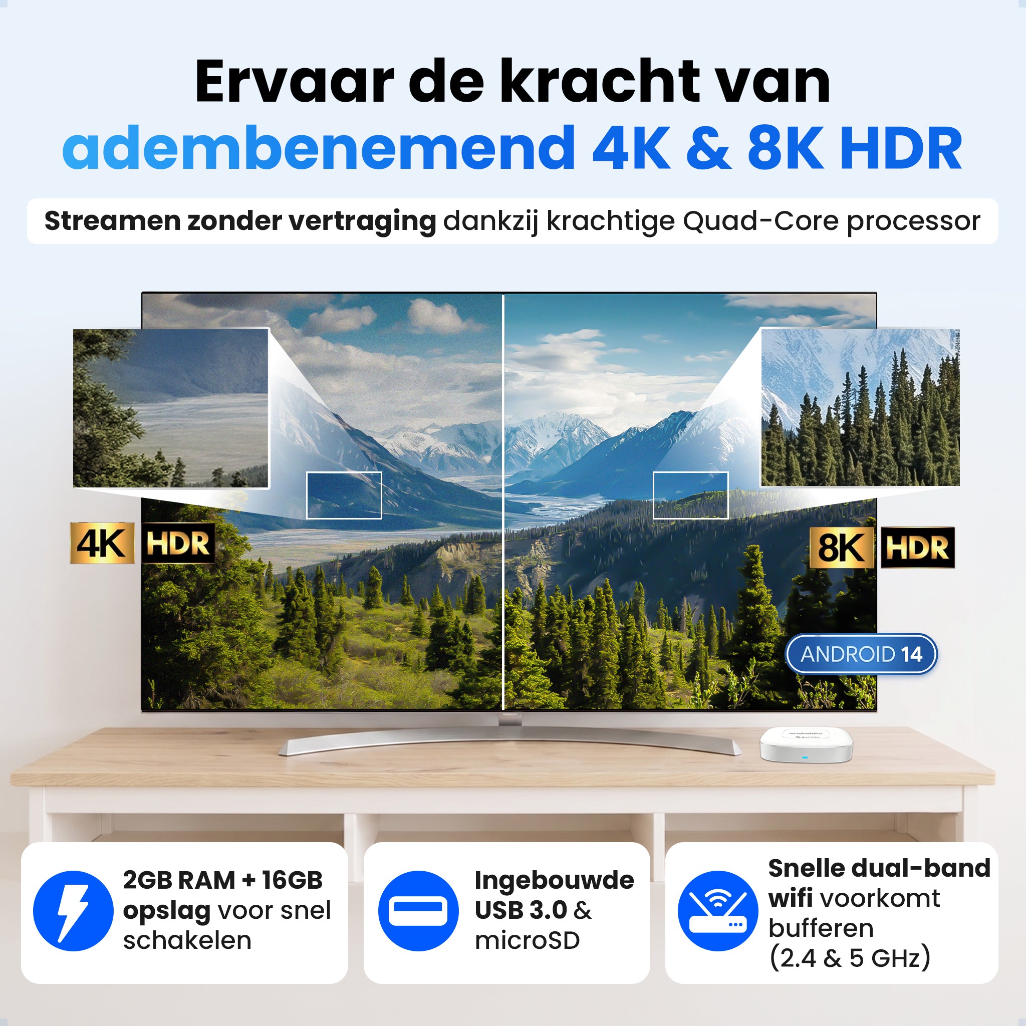 Siltcon® Android TV Box 4K & 8K HDR - Wit