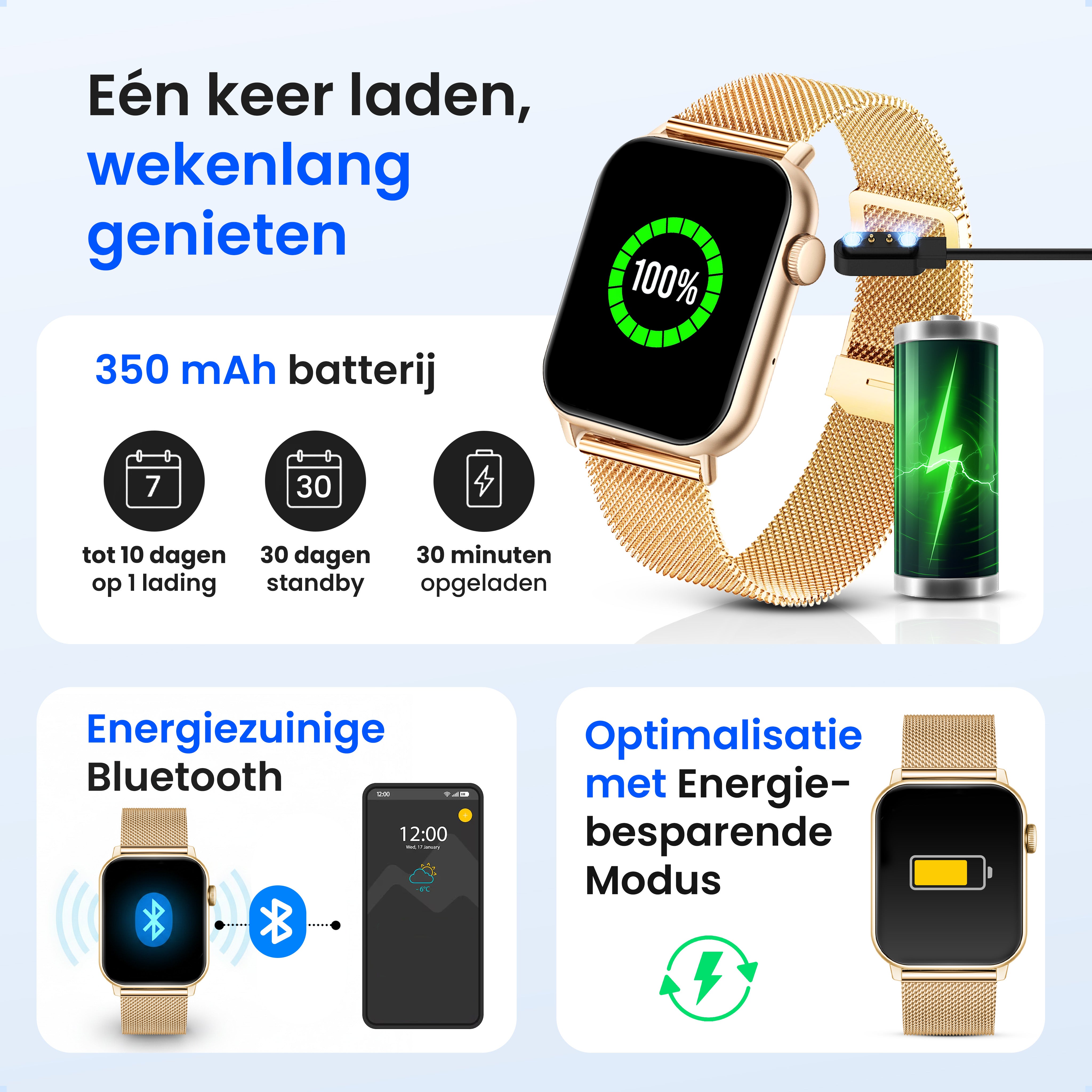 Siltcon Smartwatch Heren & Dames Pro - Goud