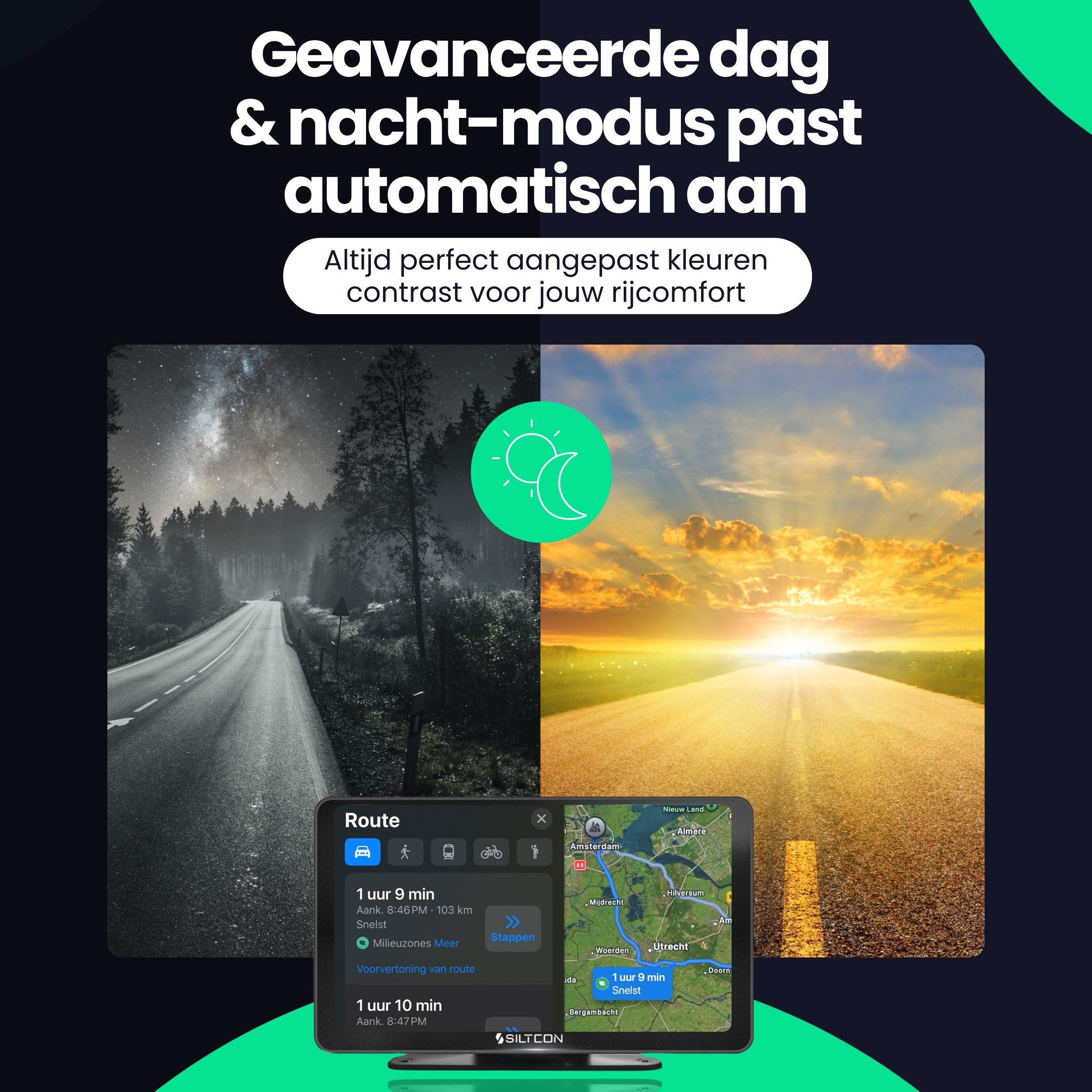 Siltcon CarPlay Scherm 7 Inch – Geschikt voor Apple & Android – Draadloos gebruik