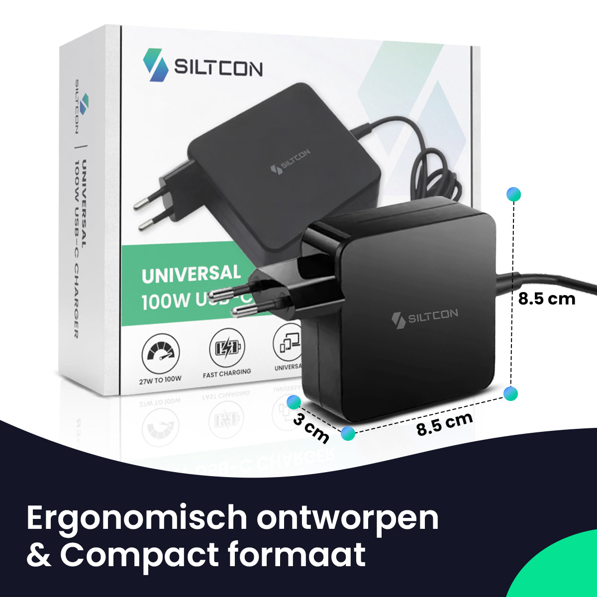 Siltcon® USB-C oplader 100W - Universeel voor o.a. USB-C Hubs