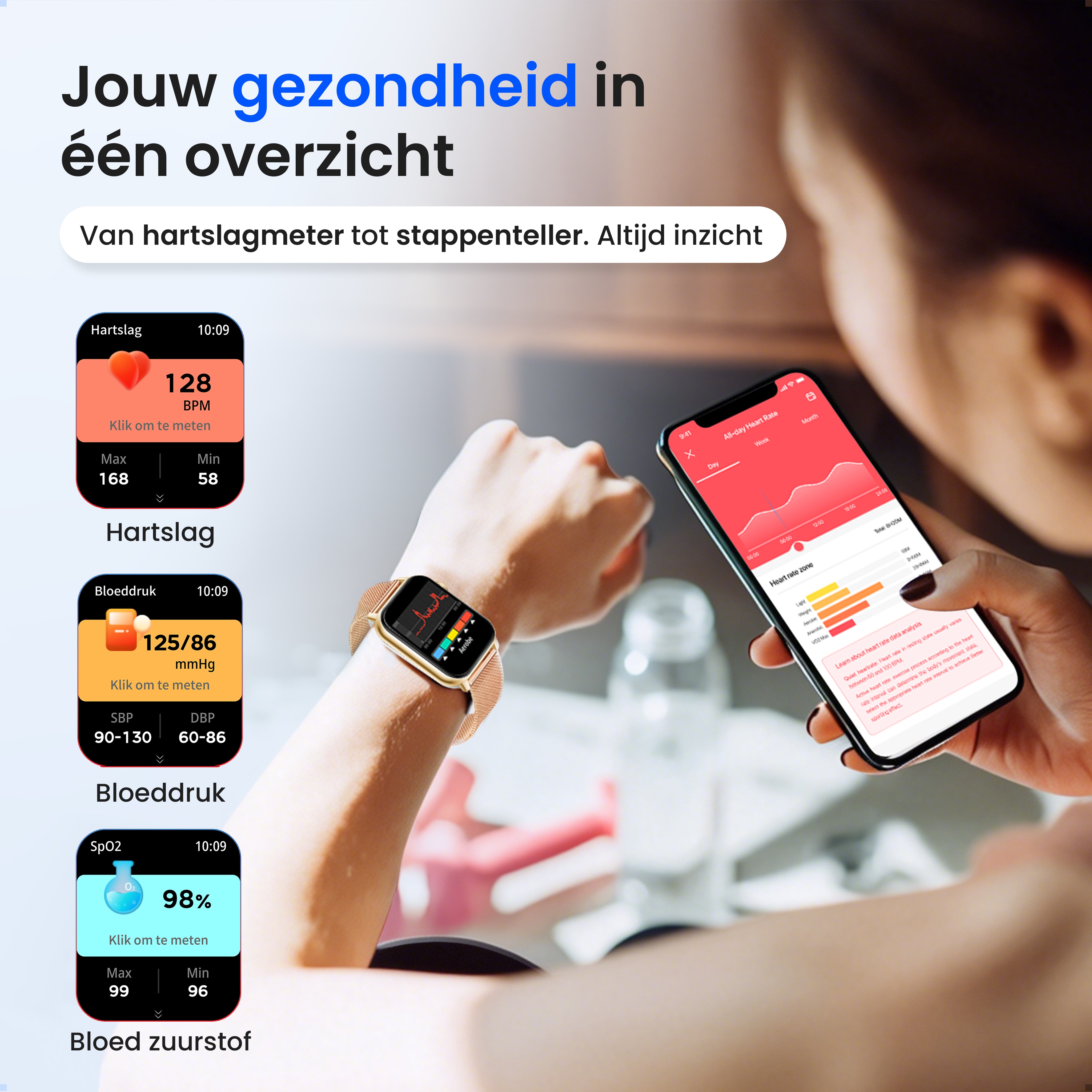 Siltcon Smartwatch Heren & Dames Pro - Goud