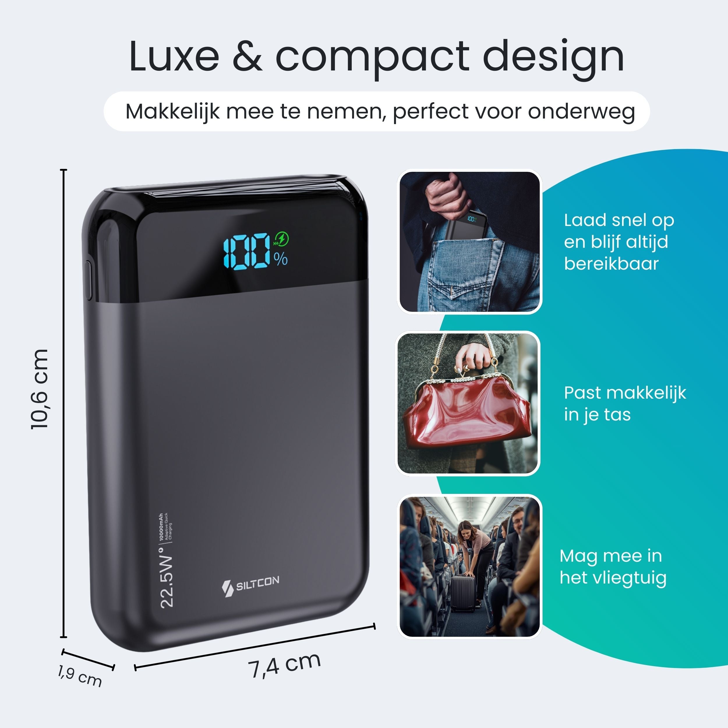 Siltcon® Ultra Compacte Powerbank 10000 mAh