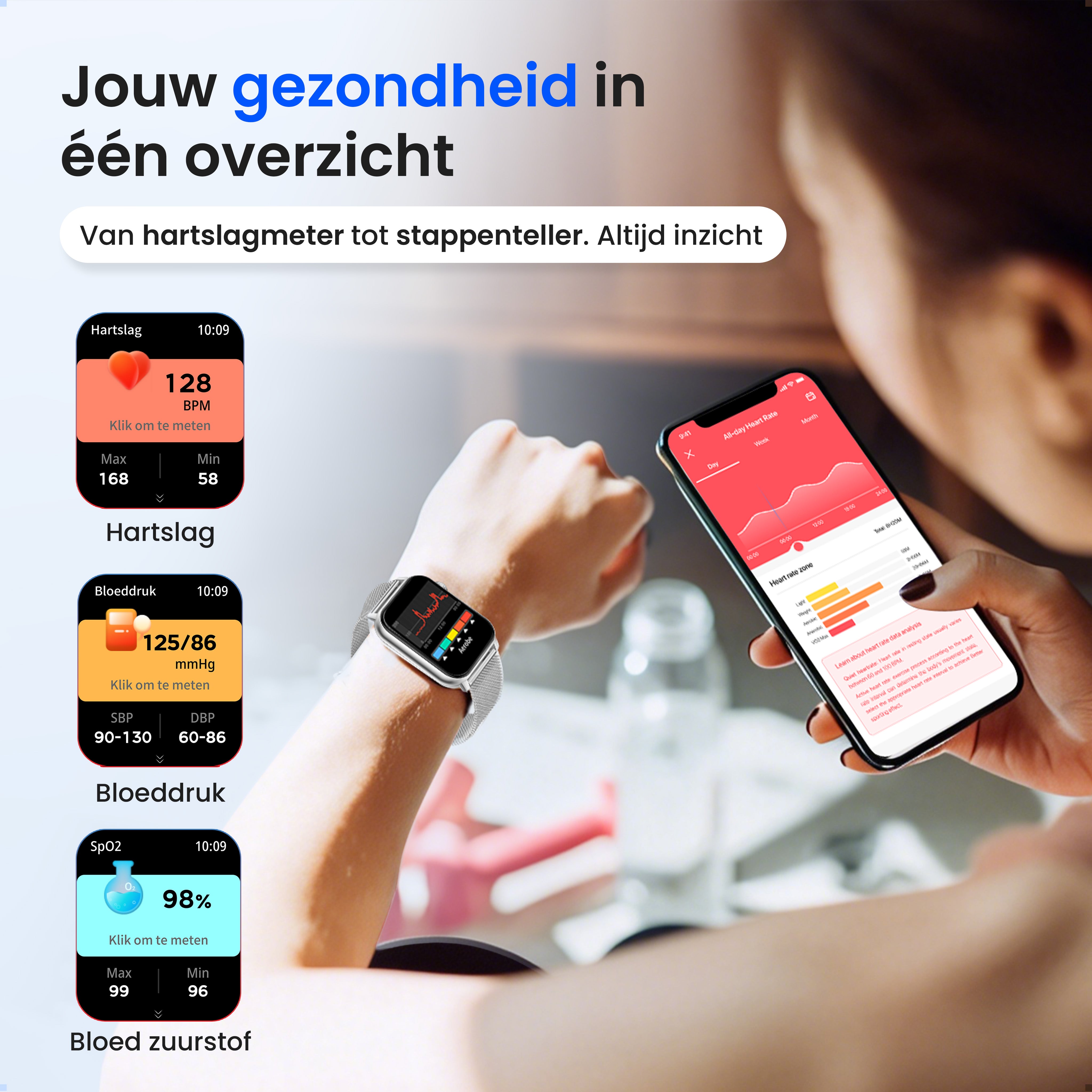 Siltcon Smartwatch Heren & Dames Pro - Zilver