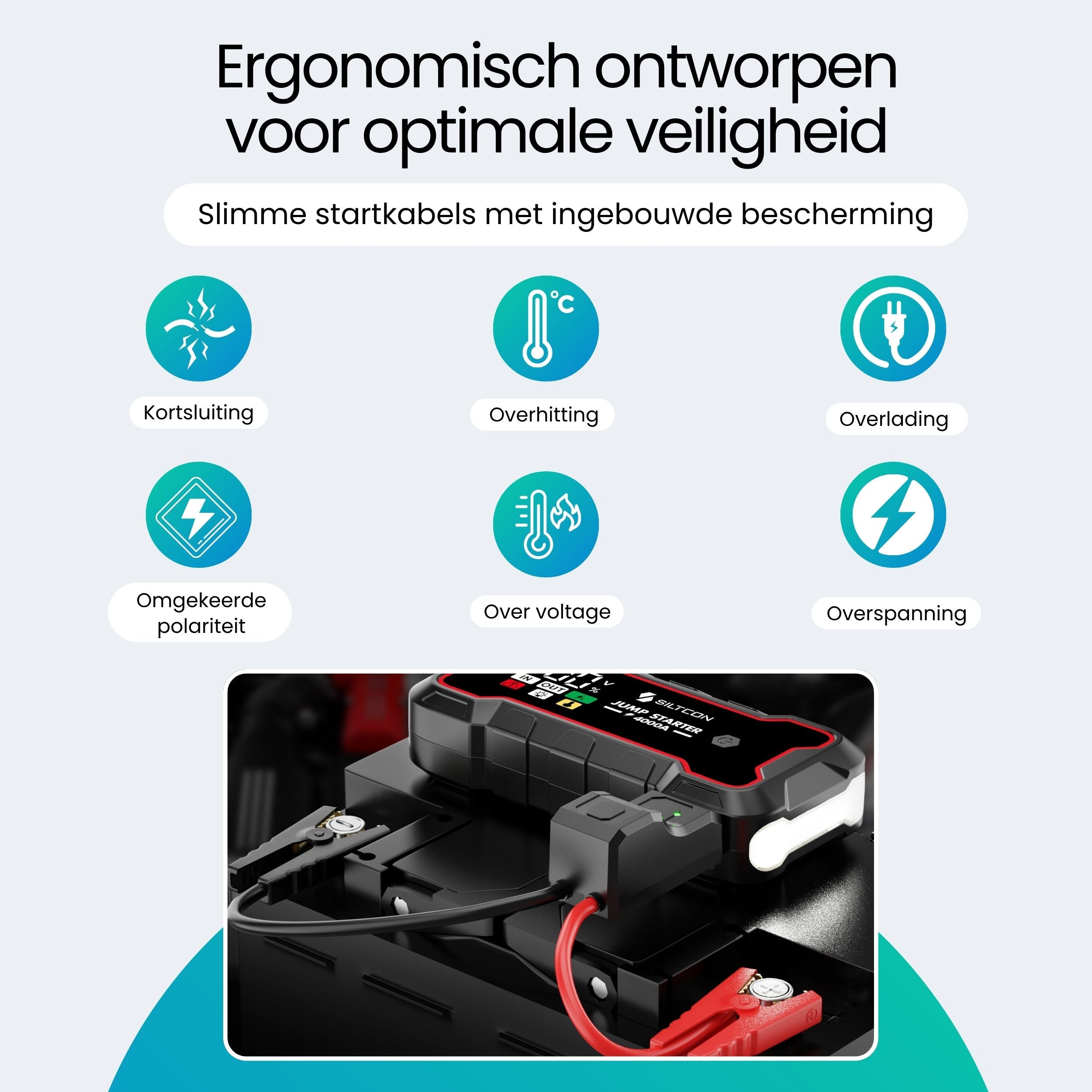 Siltcon Jumpstarter Voor Auto 4000A – Accu Starter & Powerbank 24000mAh