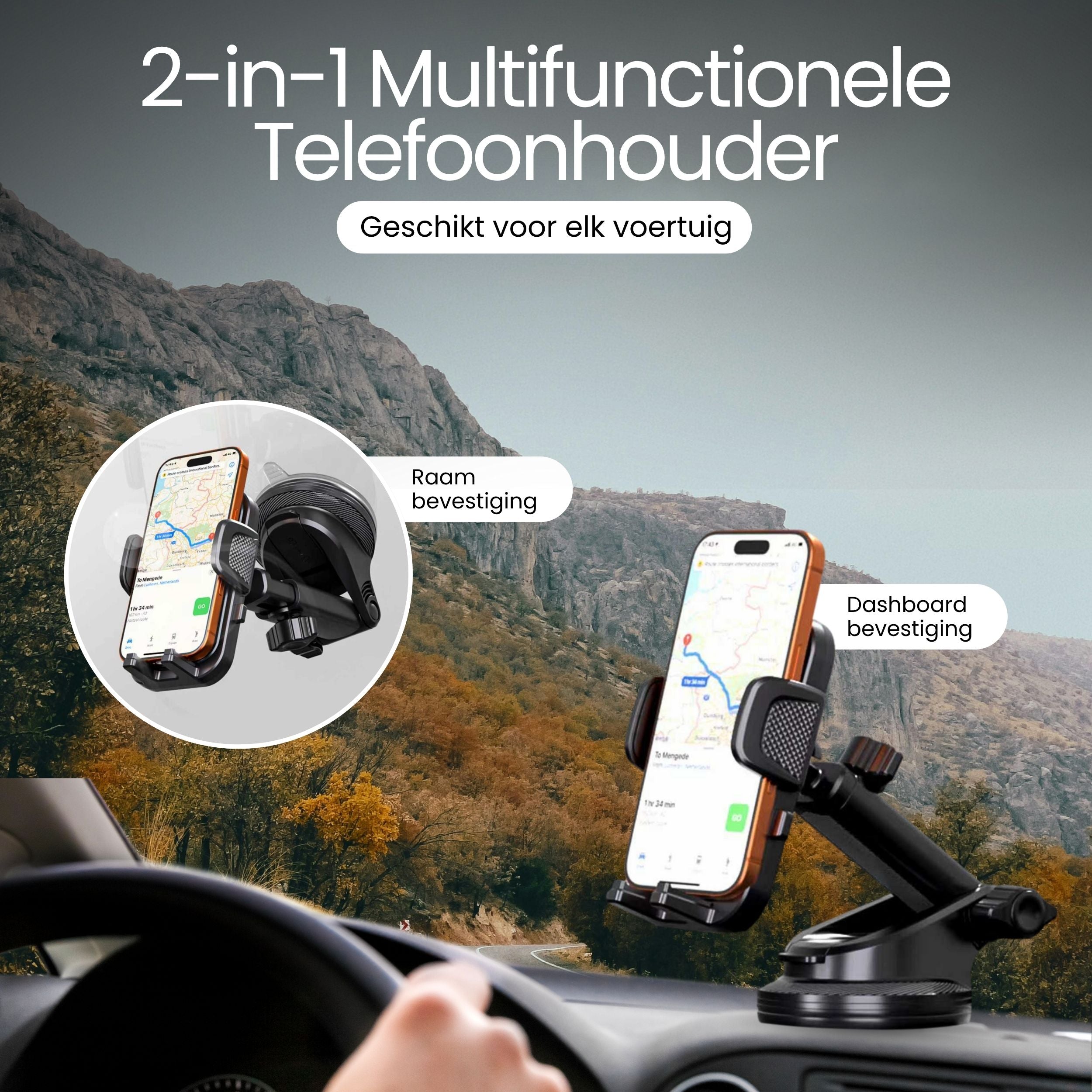 Siltcon Universele Telefoonhouder Auto – Zuignap Bevestiging & 360° Draaibaar