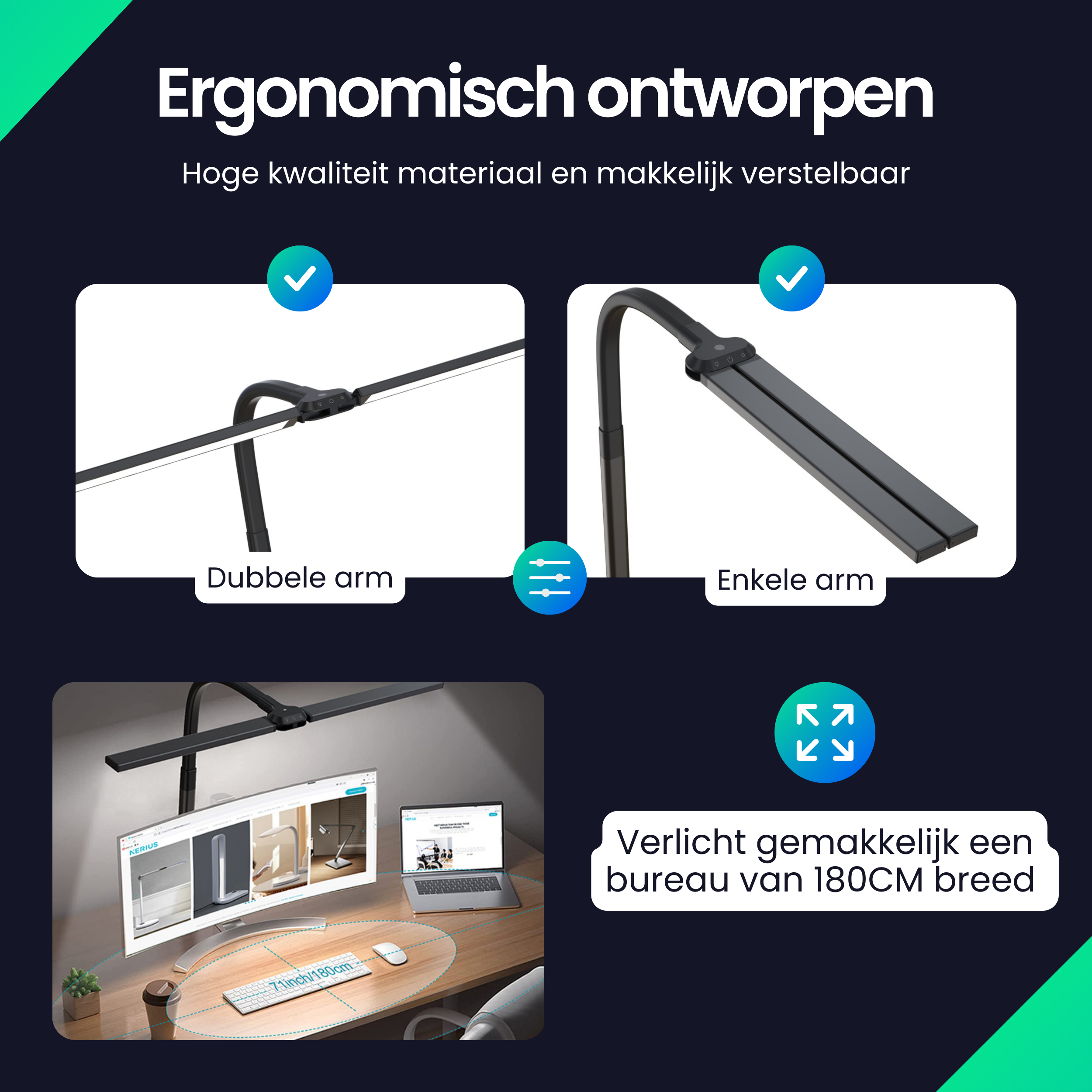 Lampe de bureau Siltcon® - Lampe à pince - Télécommande - Écran tactile - 2 700 K à 6 500 K