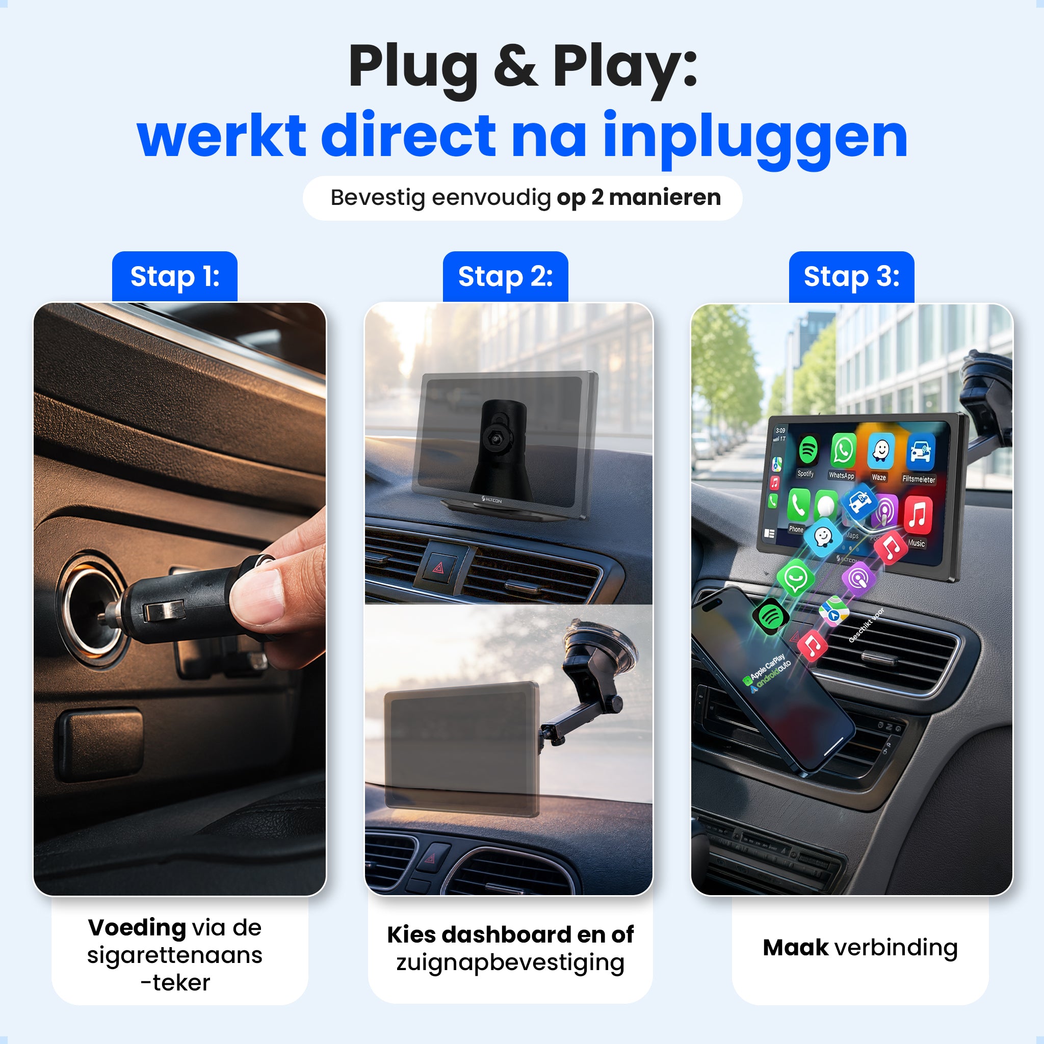 Siltcon® Geschikt voor Carplay Scherm 9 Inch