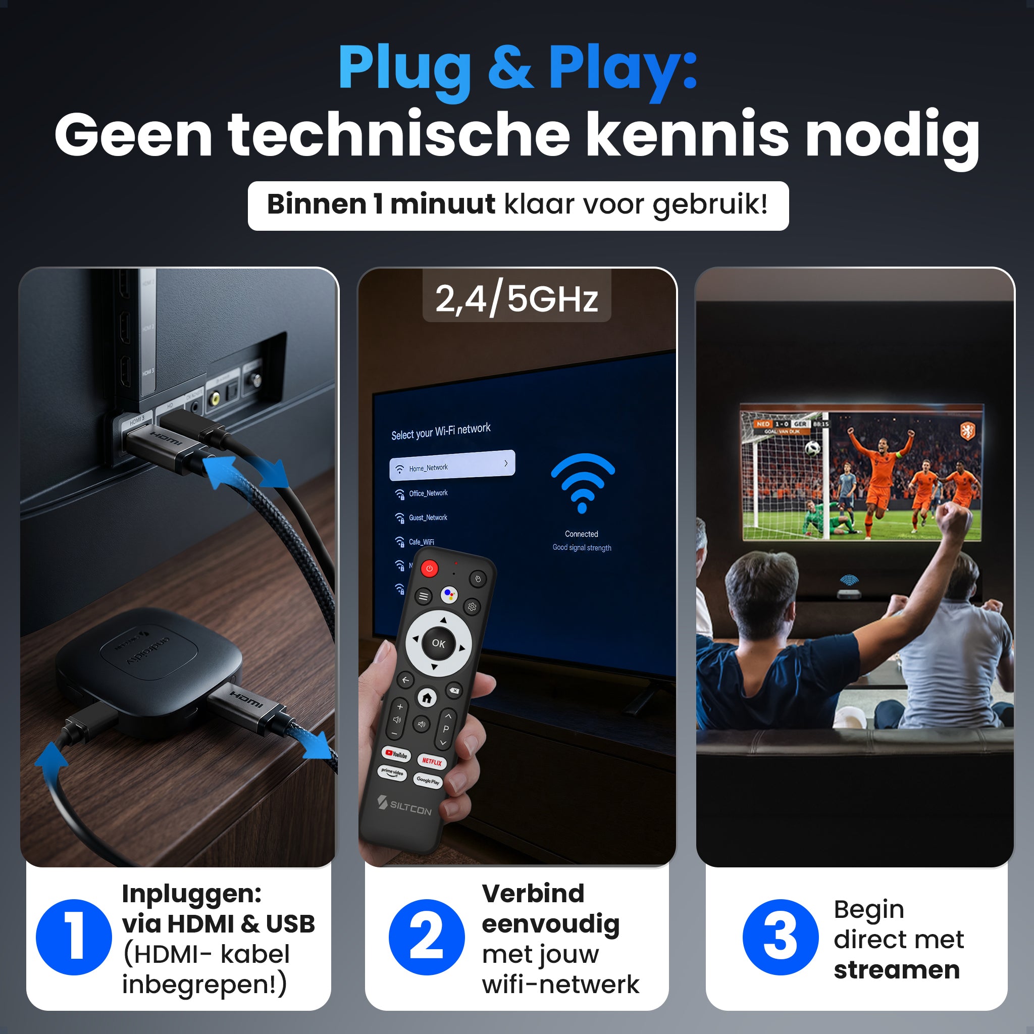 Siltcon® Android TV Box 4K & 8K HDR - Zwart