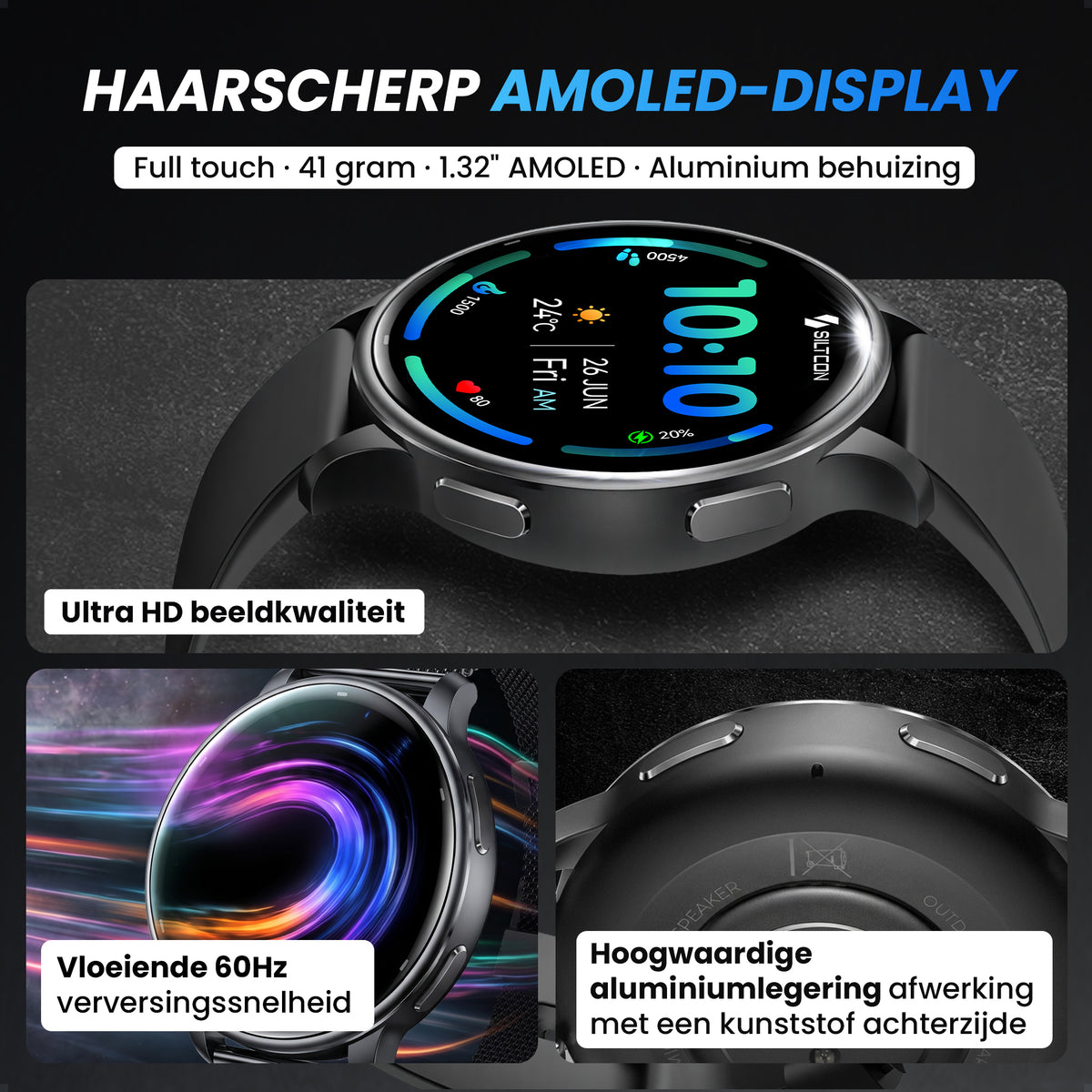 Siltcon® FitTrack Pro Smartwatch dames & heren