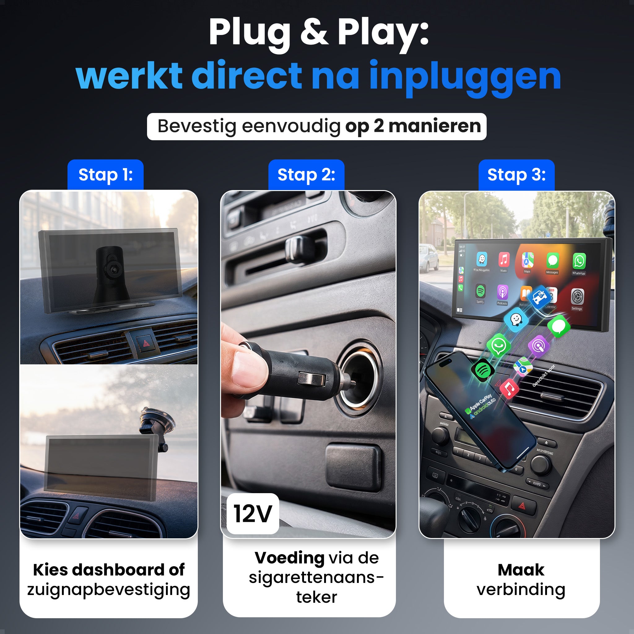 Siltcon® 11.26" Carplay / Android Auto Scherm & 4K Dashcam