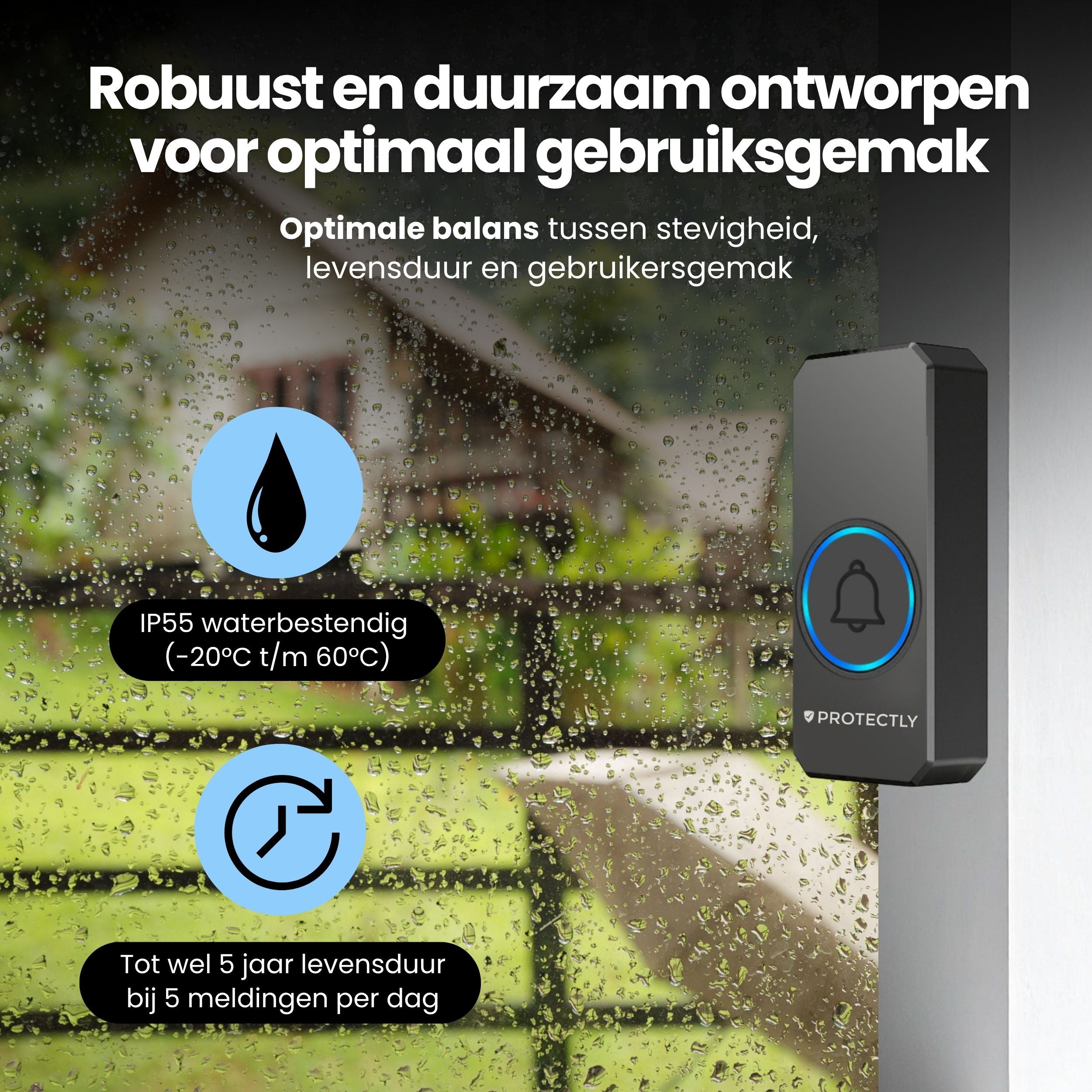 Protectly Draadloze Deurbel met 2 Ontvangers & LED-indicatie