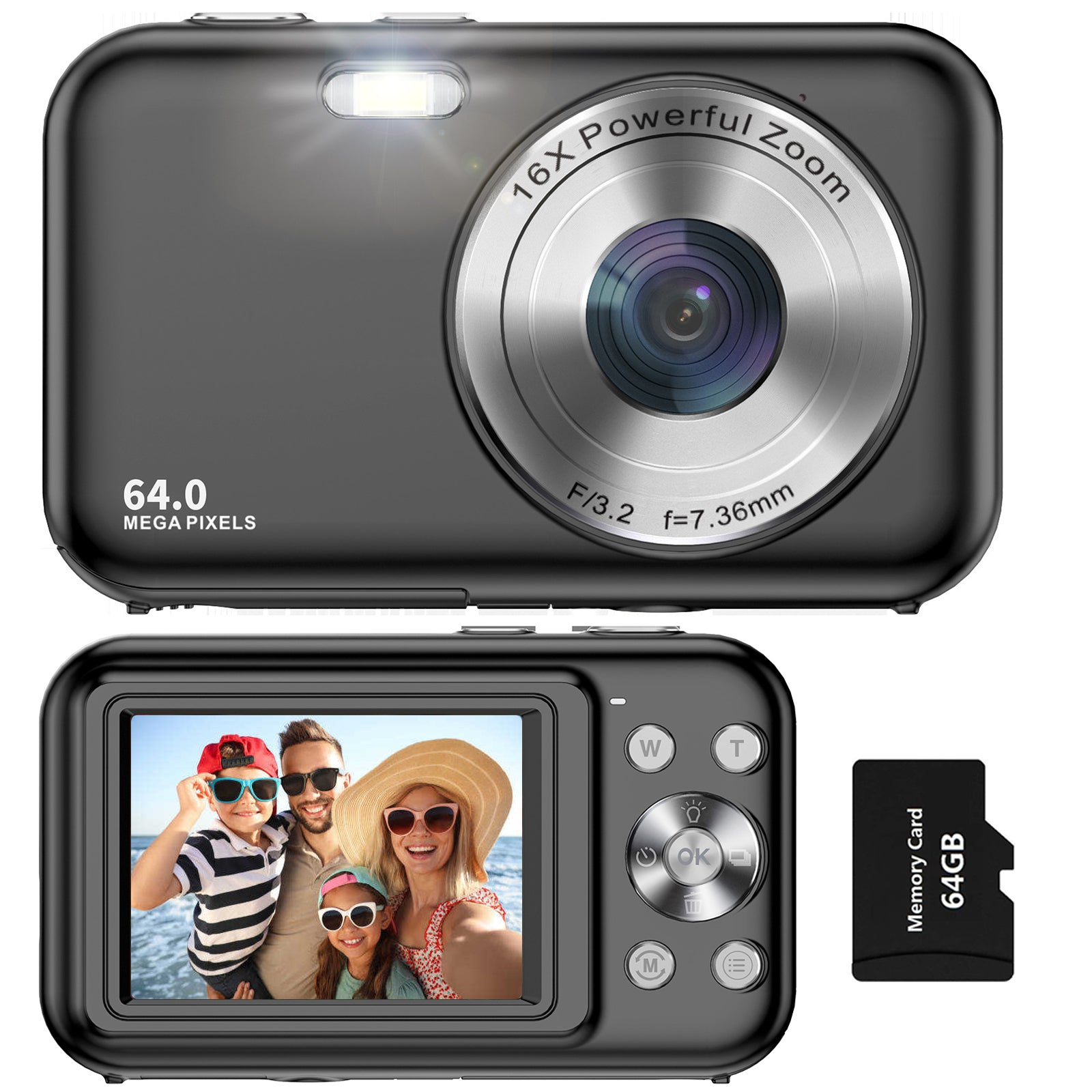 Siltcon® Digitale Camera - Full HD - 64 MP - Zwart