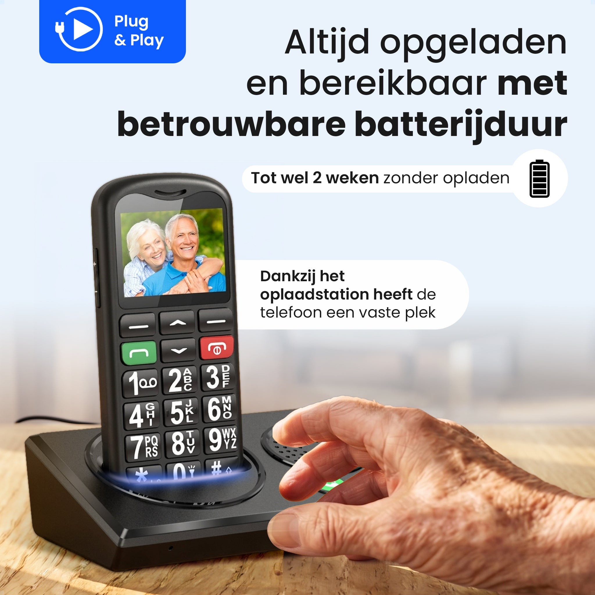 Protectly® Senioren Telefoon - 4G - Met Homebase