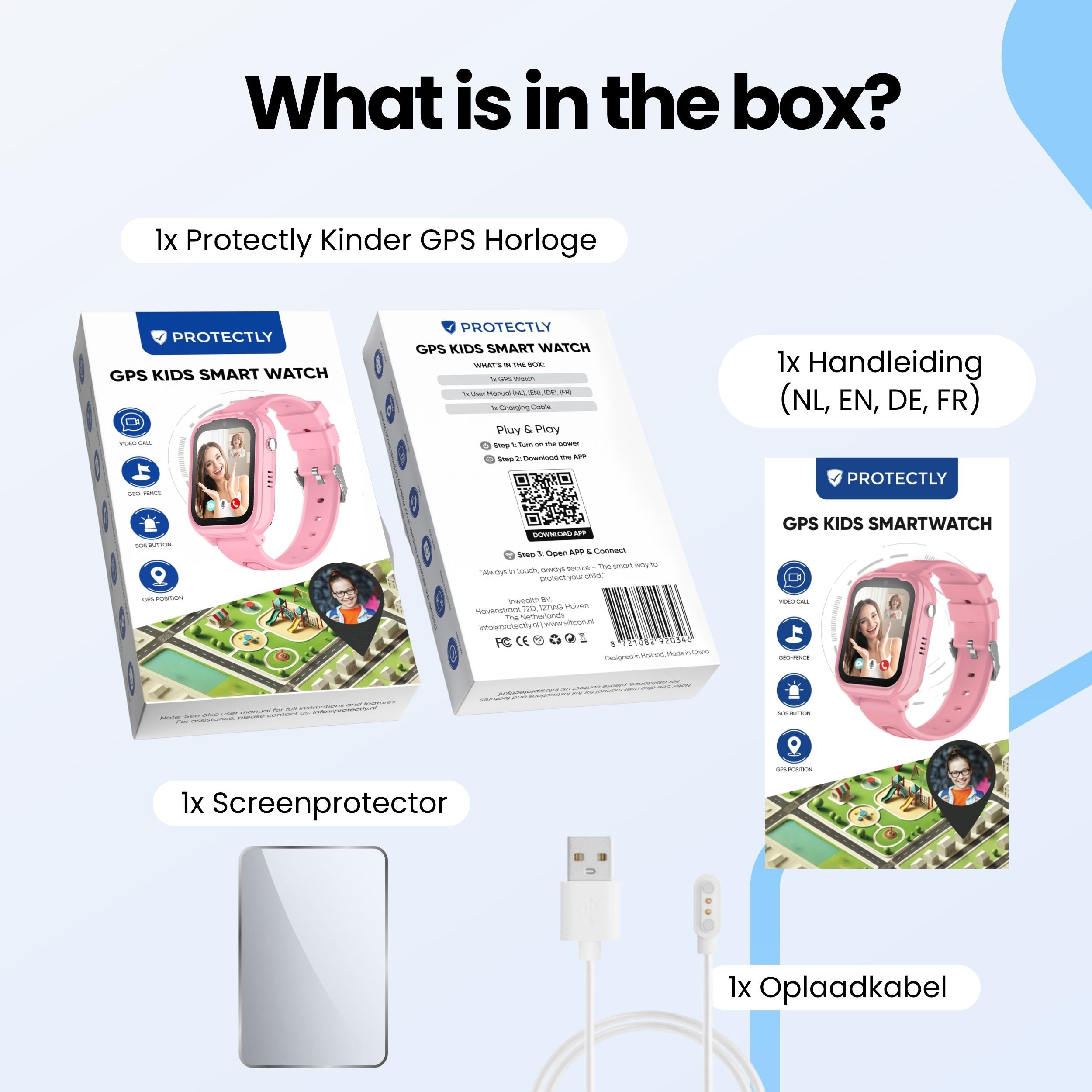 Protectly Kids Smartwatch – GPS horloge kinderen – Smartwatch kind met bellen - Roze