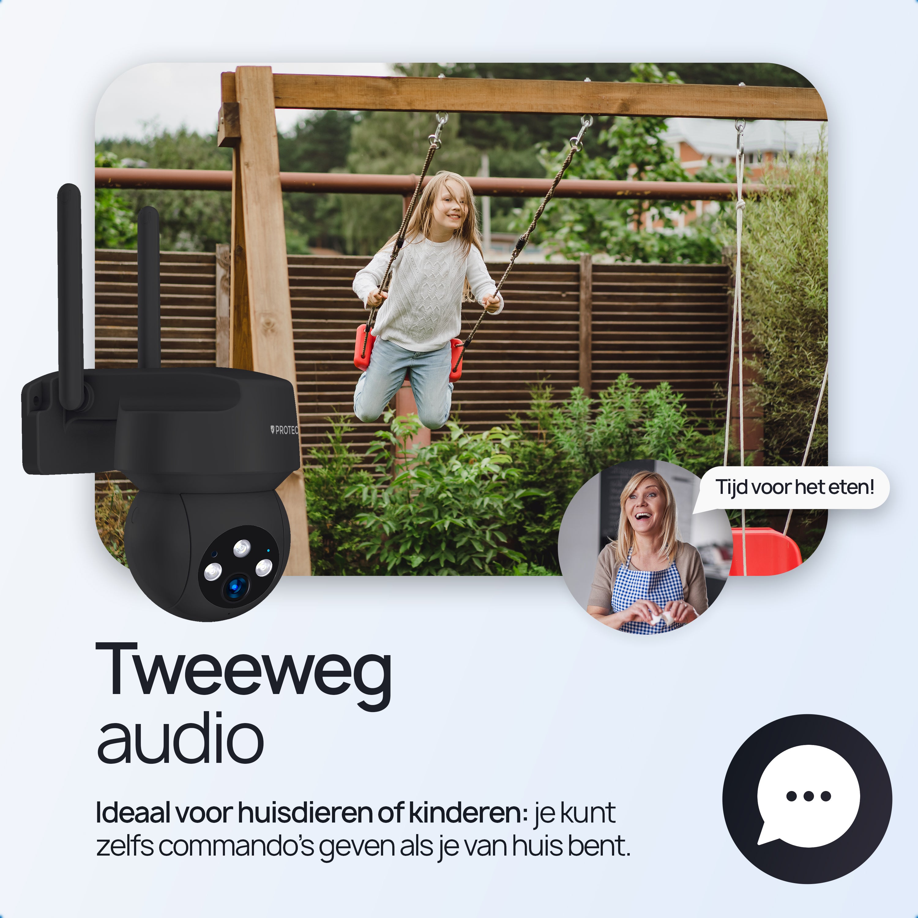 Protectly® Beveiligingscamera Buiten - 3K HD 5MP - Met WiFi en APP - Incl. 64GB SD - Zwart