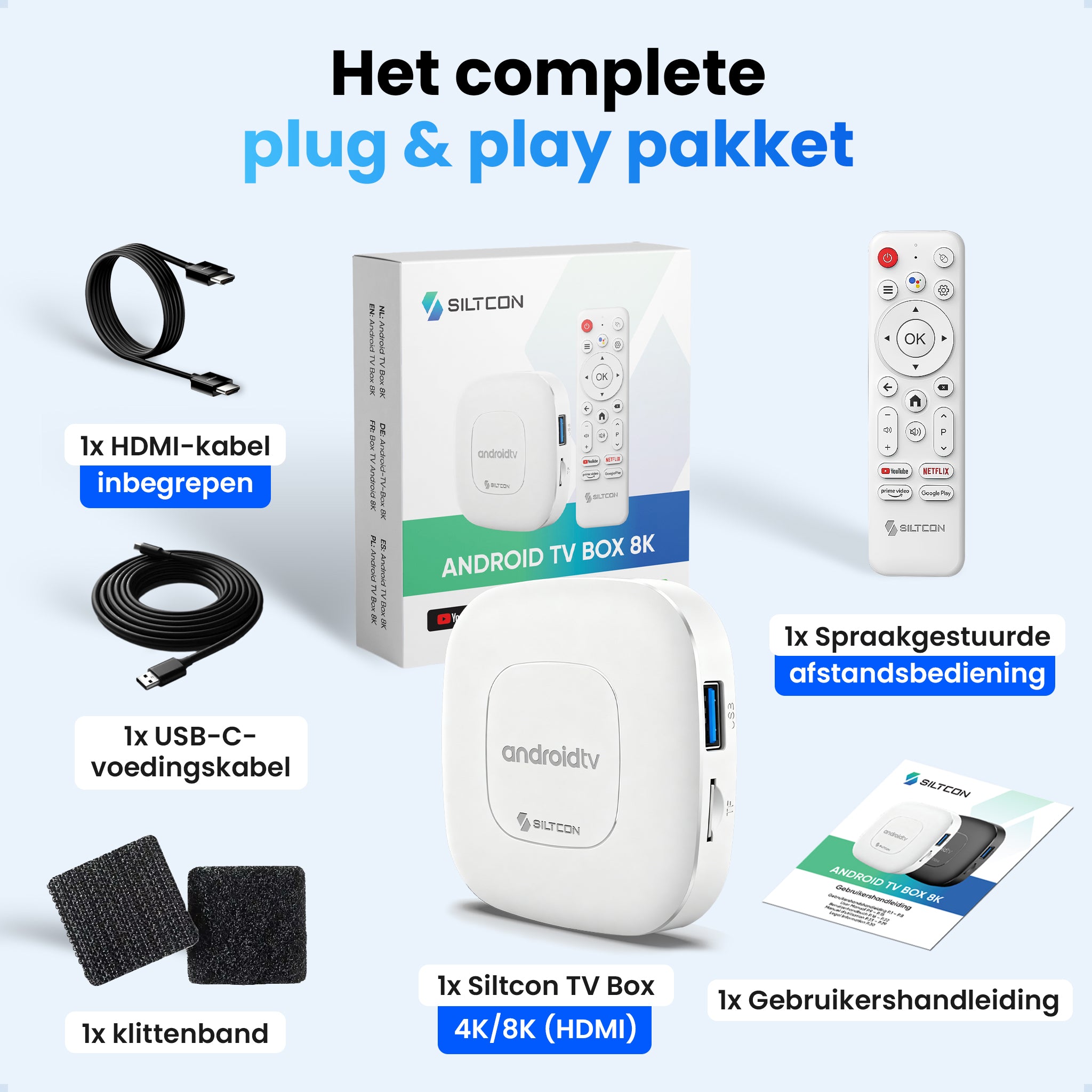Siltcon® Android TV Box 4K & 8K HDR - Wit