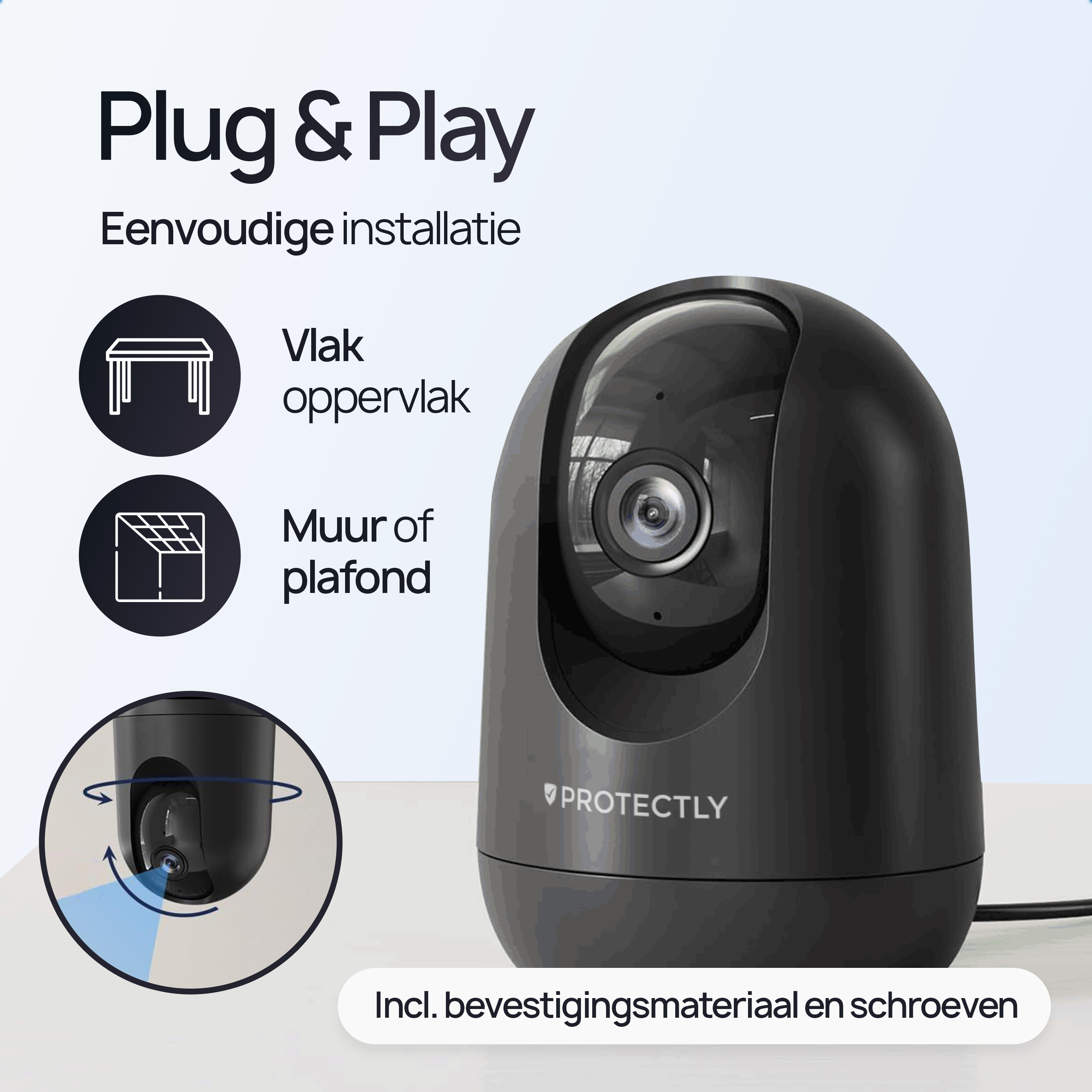 Protectly® Security camera indoors black